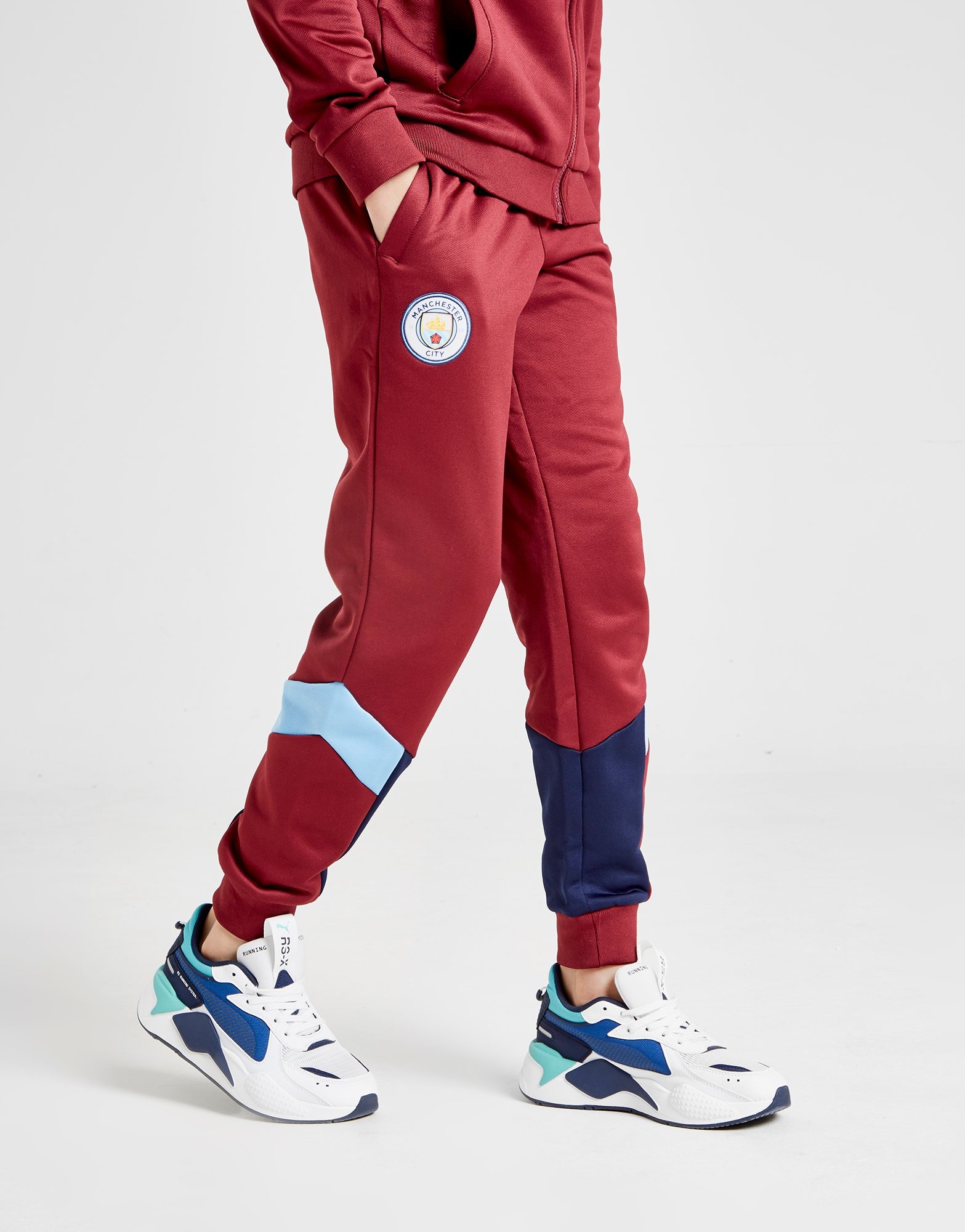 Buy Red PUMA Manchester City FC Icon Track Pants Junior JD Sports