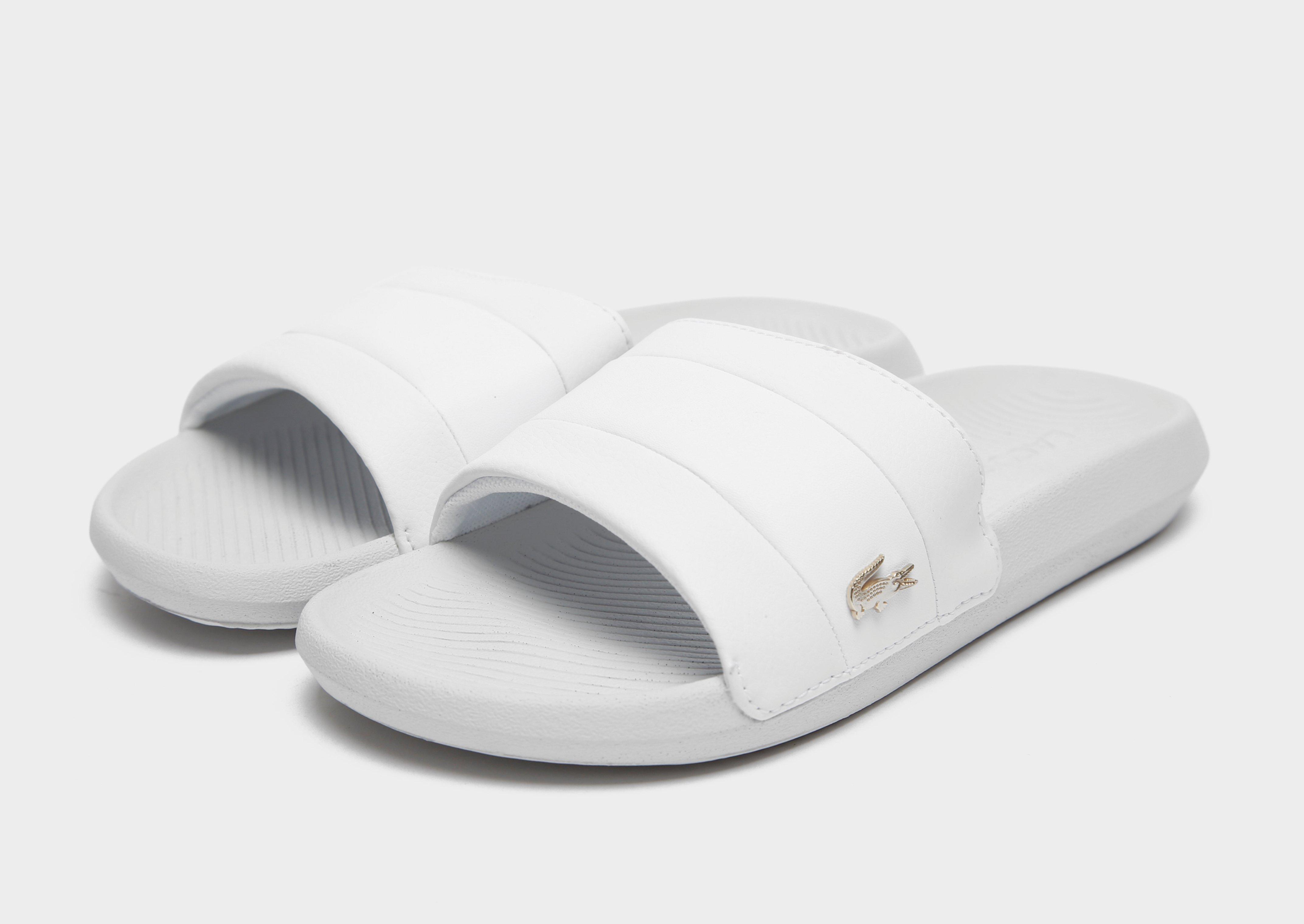 lacoste slides black and white