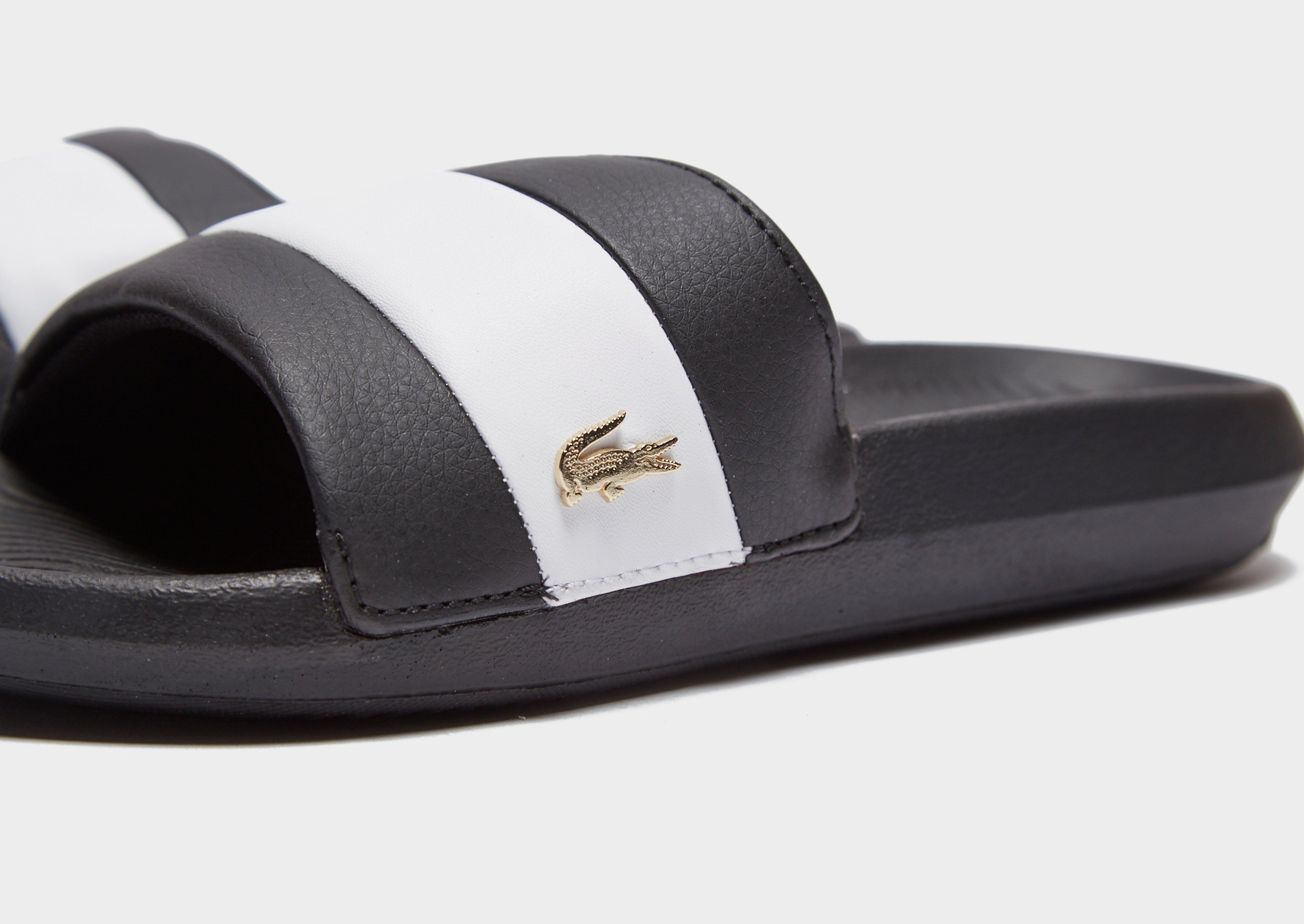 lacoste slides black and white