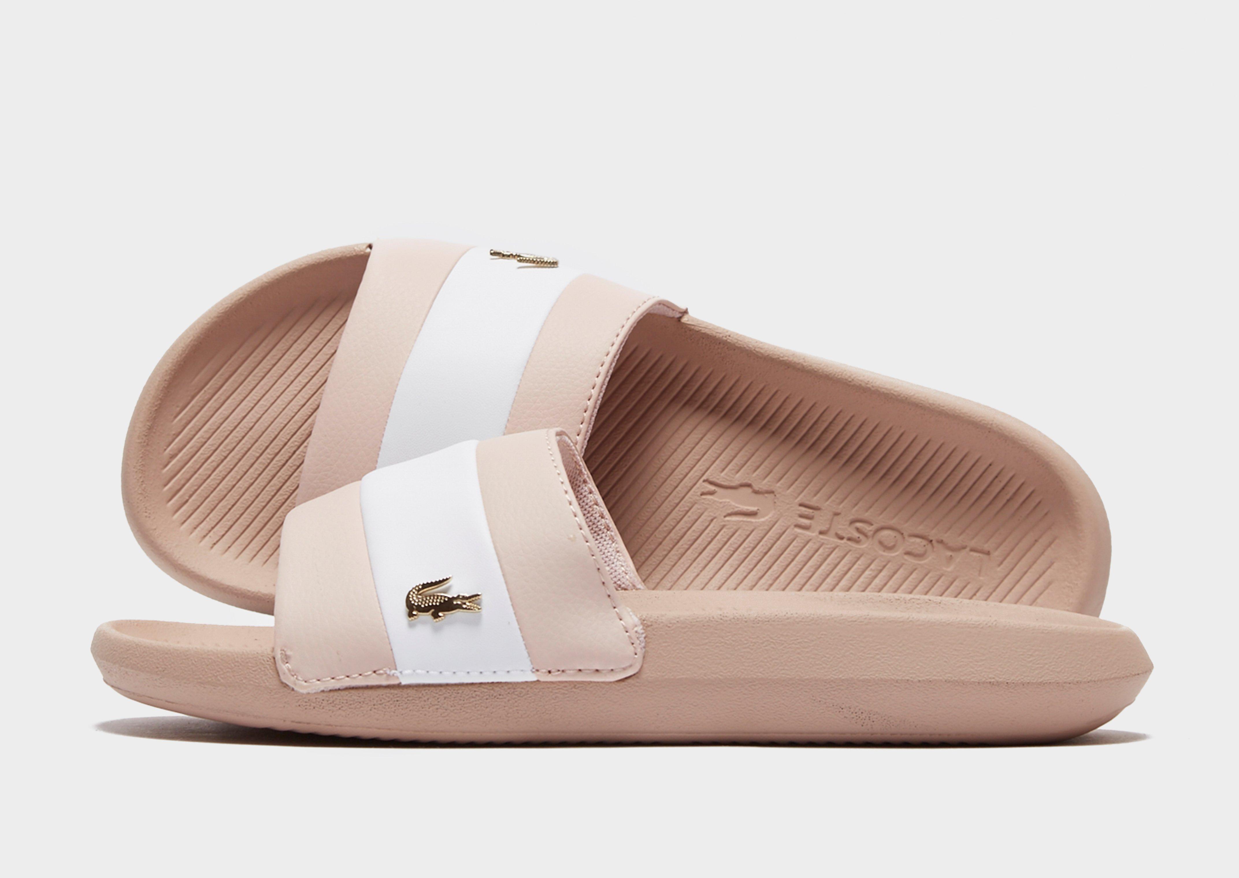 lacoste pink sliders