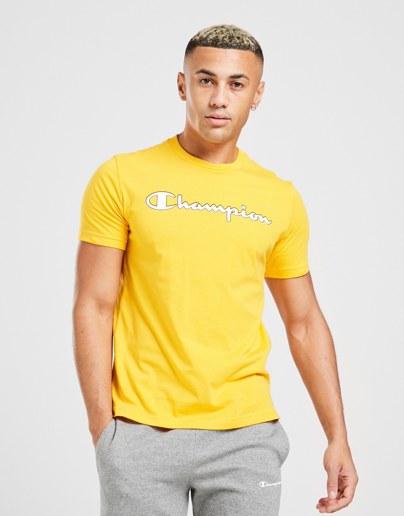 Buy Yellow Champion Core Script T-Shirt | JD Sports | JD Sports Ireland
