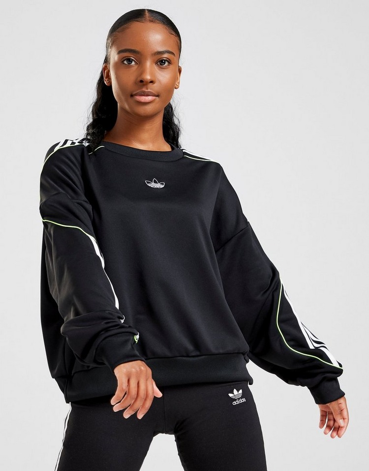 Buy Black adidas Originals Trefoil Poly Crew Sweatshirt Women's | JD ...