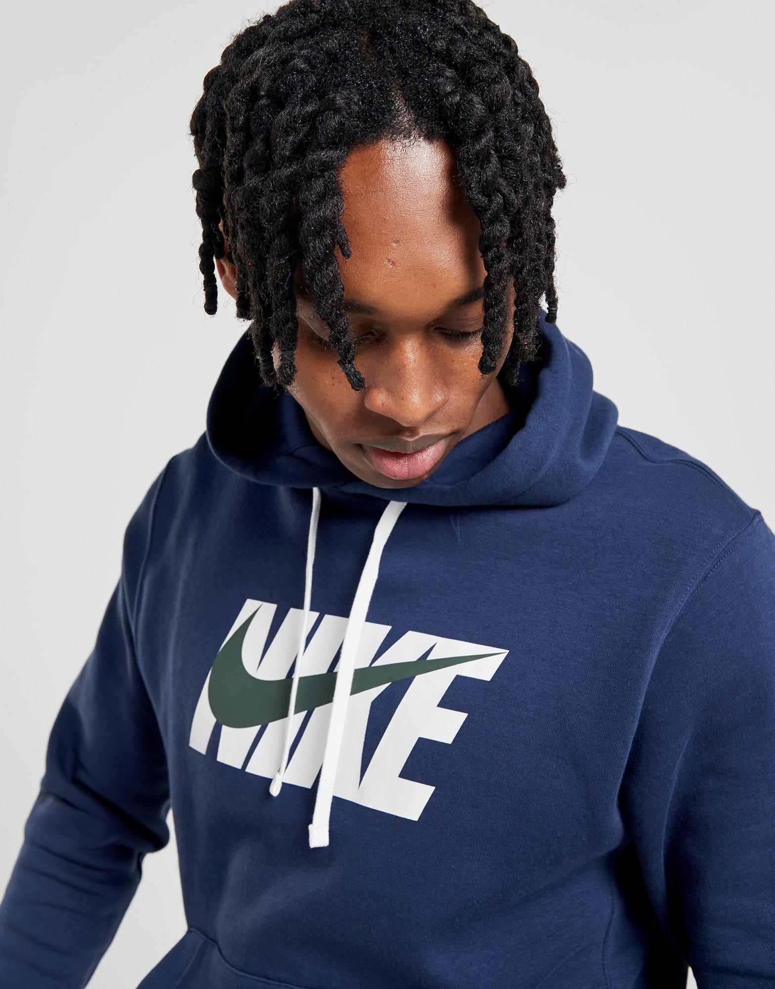 nike club overhead hoodie blue