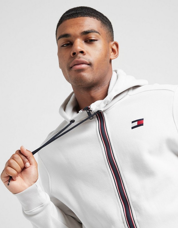 Buy Grey Tommy Hilfiger Tri Tape Zip Through Hoodie | JD Sports | JD ...