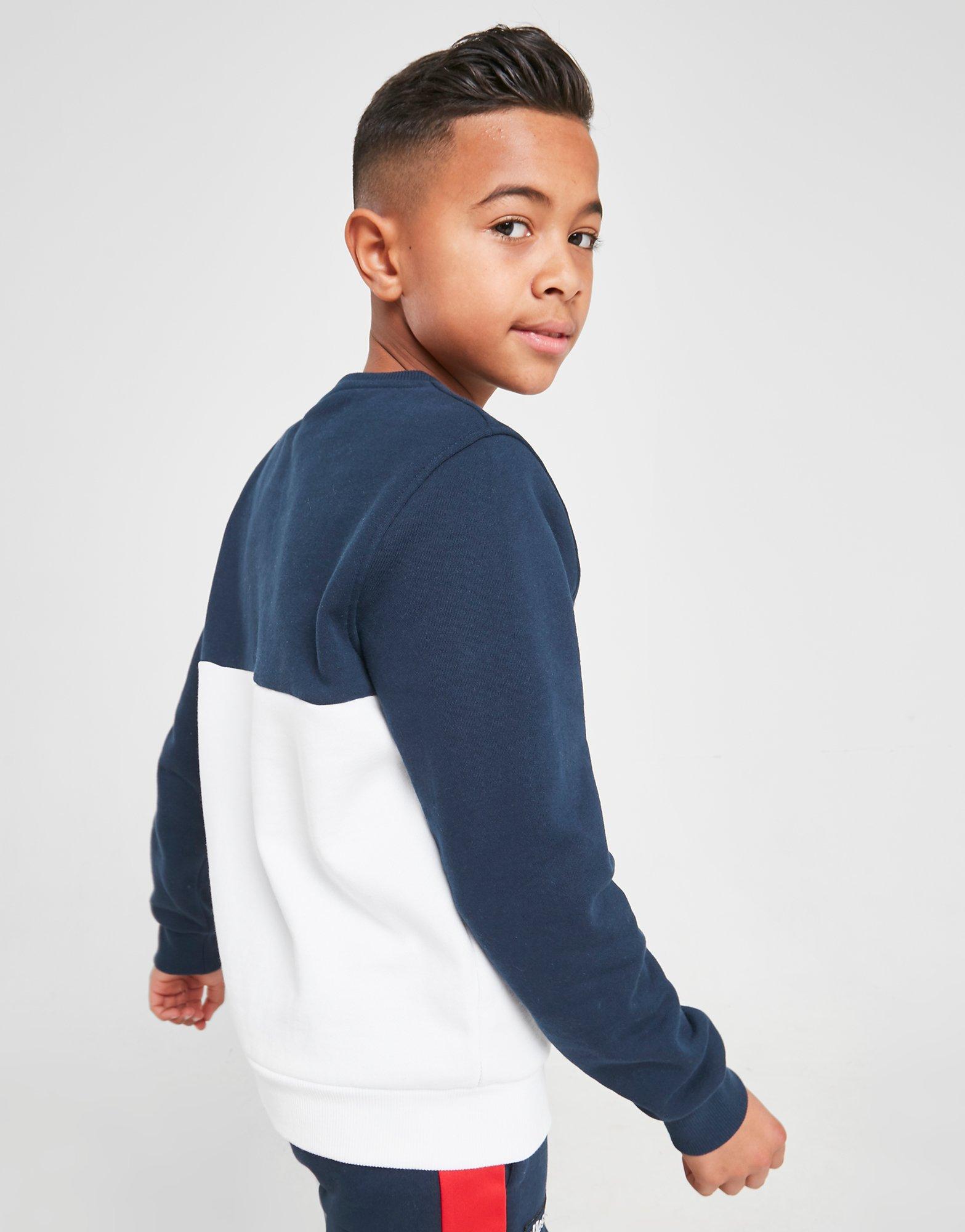 ellesse colour block fleece crew sweatshirt junior