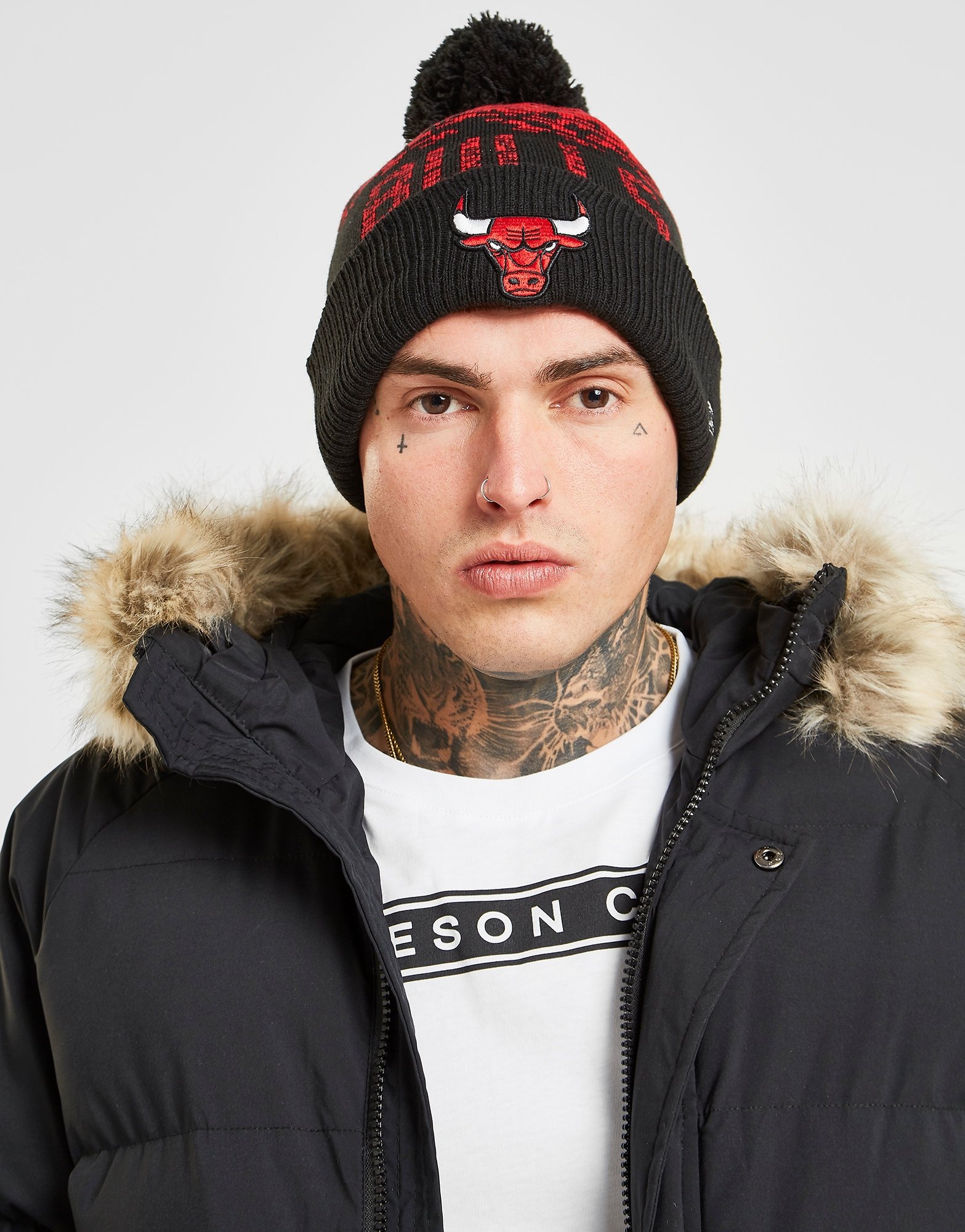 Chicago Bulls Whitaker Cuffed Knit Hat with Pom - Red