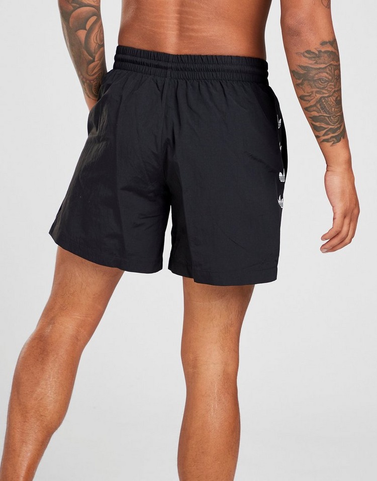 Buy Black adidas Originals Stacked Trefoil Swim Shorts Men's | JD ...