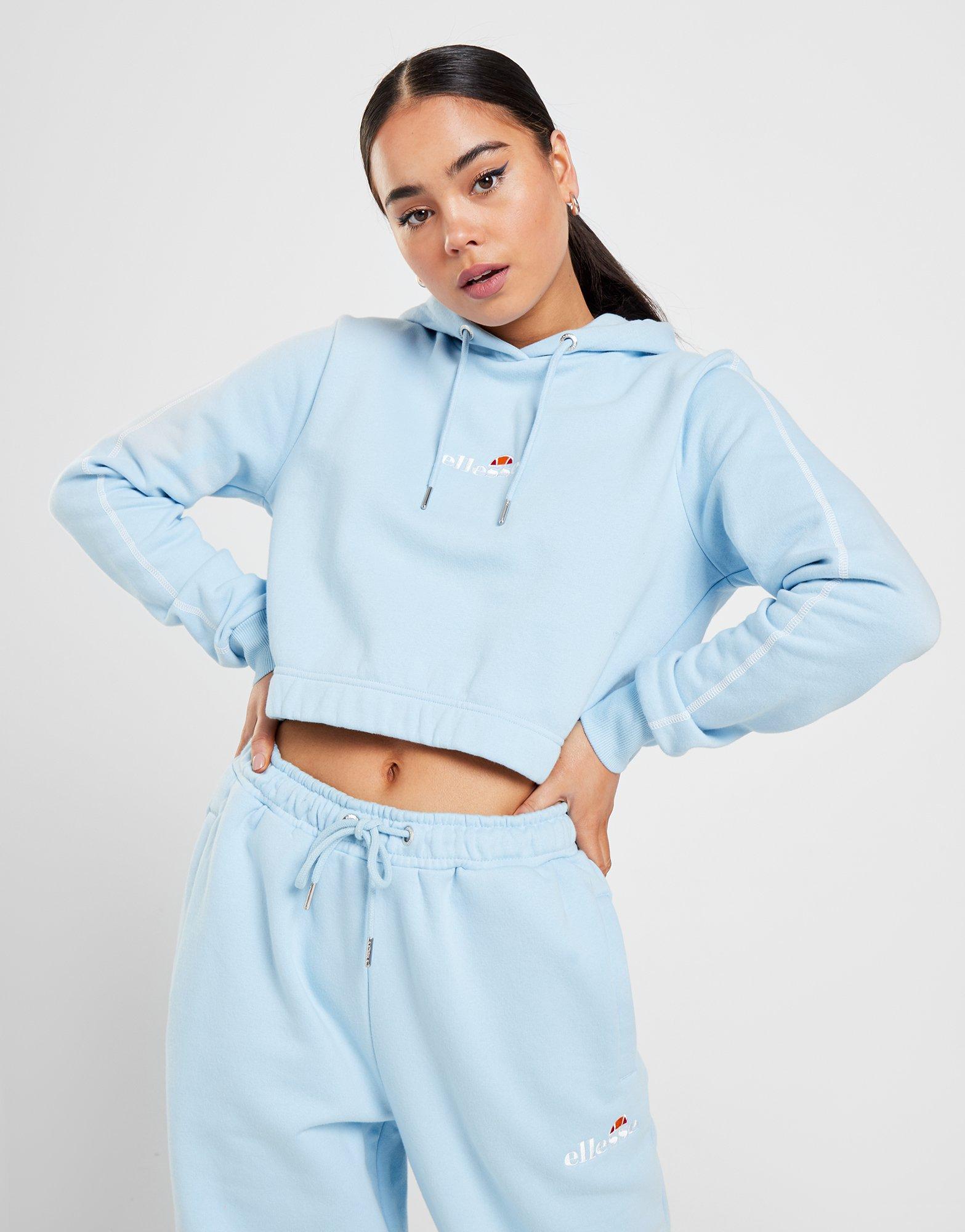 ellesse tape crop hoodie grey