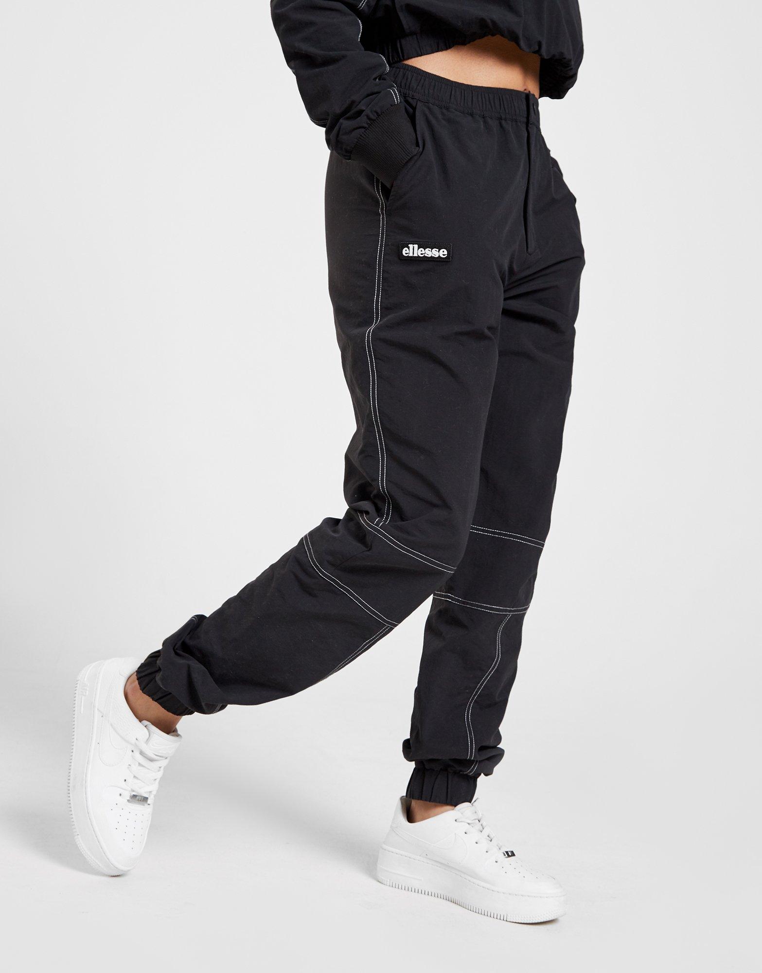 black woven track pants