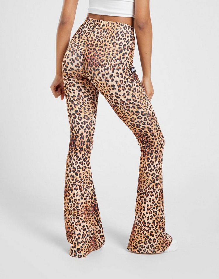 Buy Brown Ellesse Logo Leopard Flare Pants 