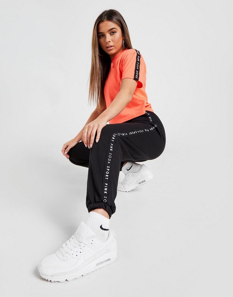 Koop Zwart Pink Soda Sport Tape Joggers JD Sports