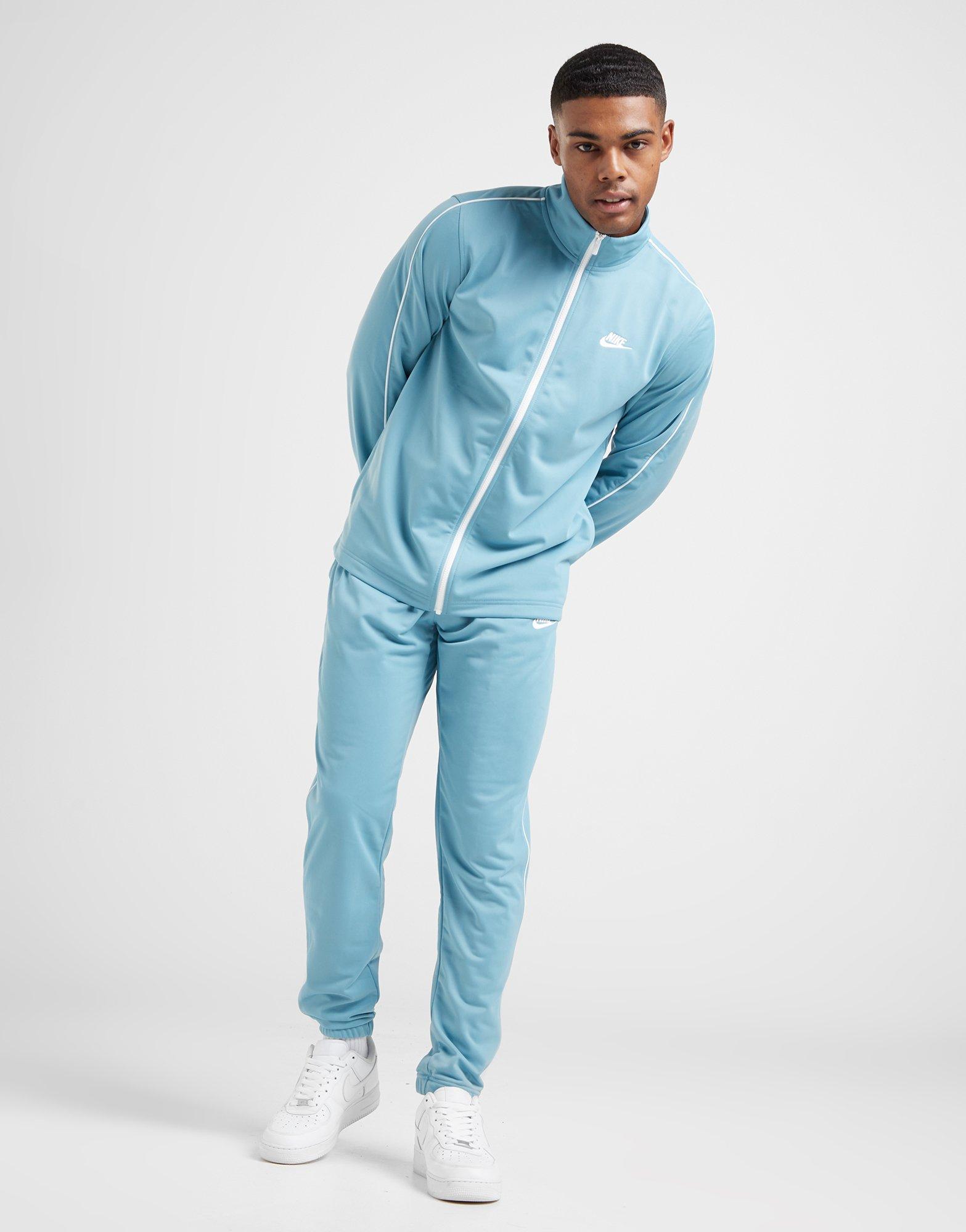 blue nike poly tracksuit