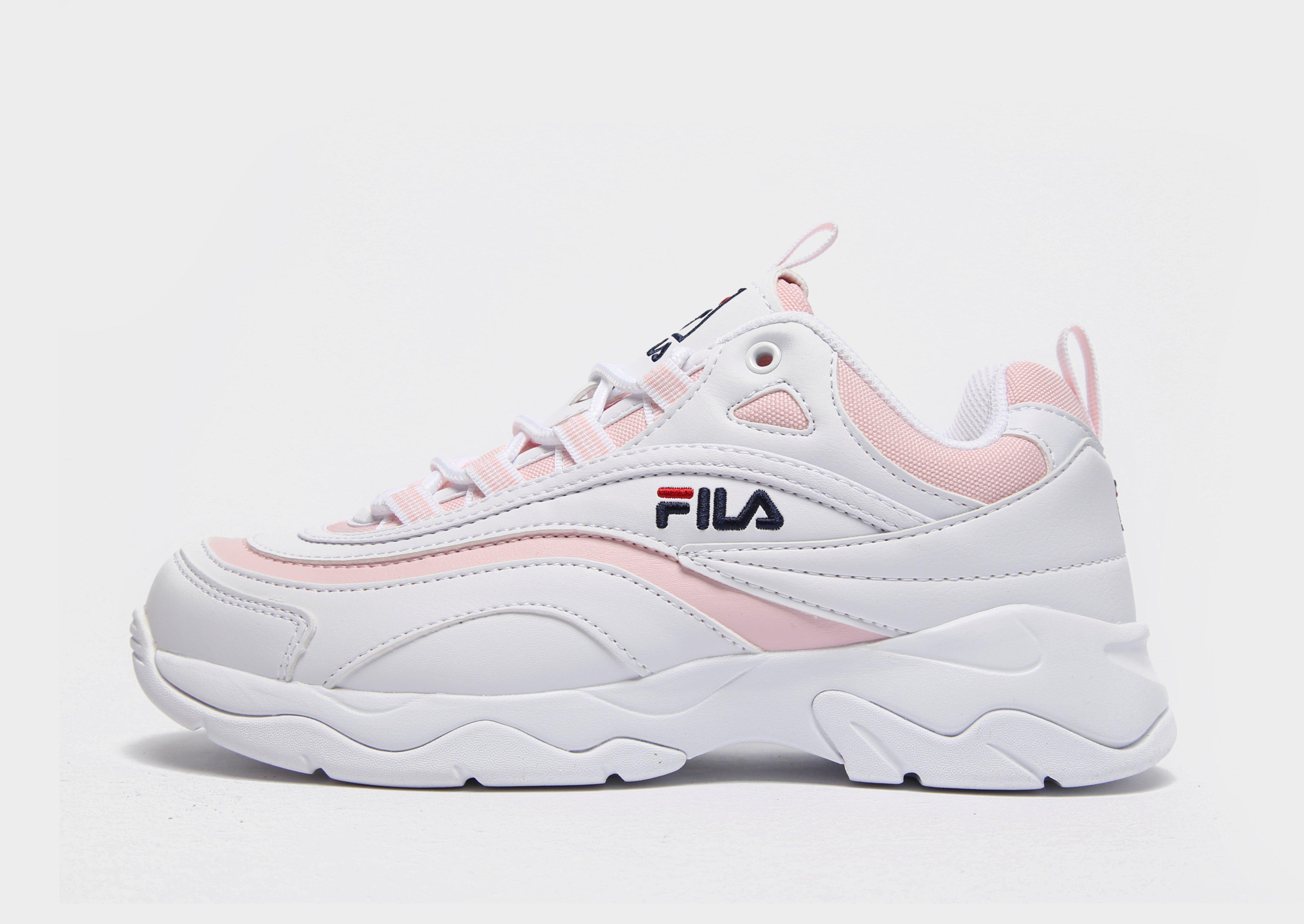 pink and white filas