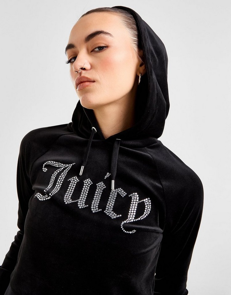 Buy Black JUICY COUTURE Diamante Logo Velour Hoodie | JD Sports