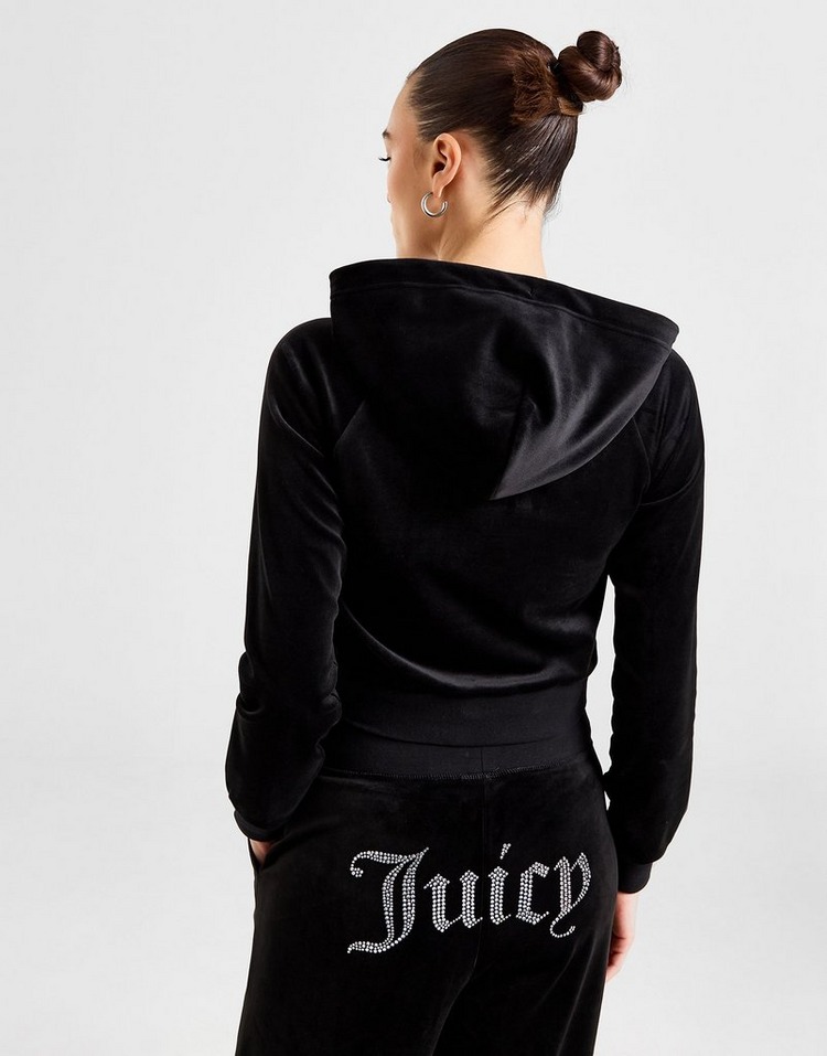 Buy Black JUICY COUTURE Diamante Logo Velour Hoodie | JD Sports