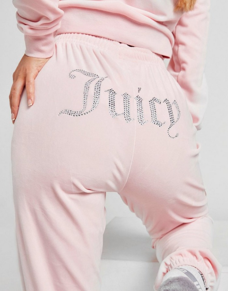 Pink Juicy Couture Diamante Velour Joggers JD Sports