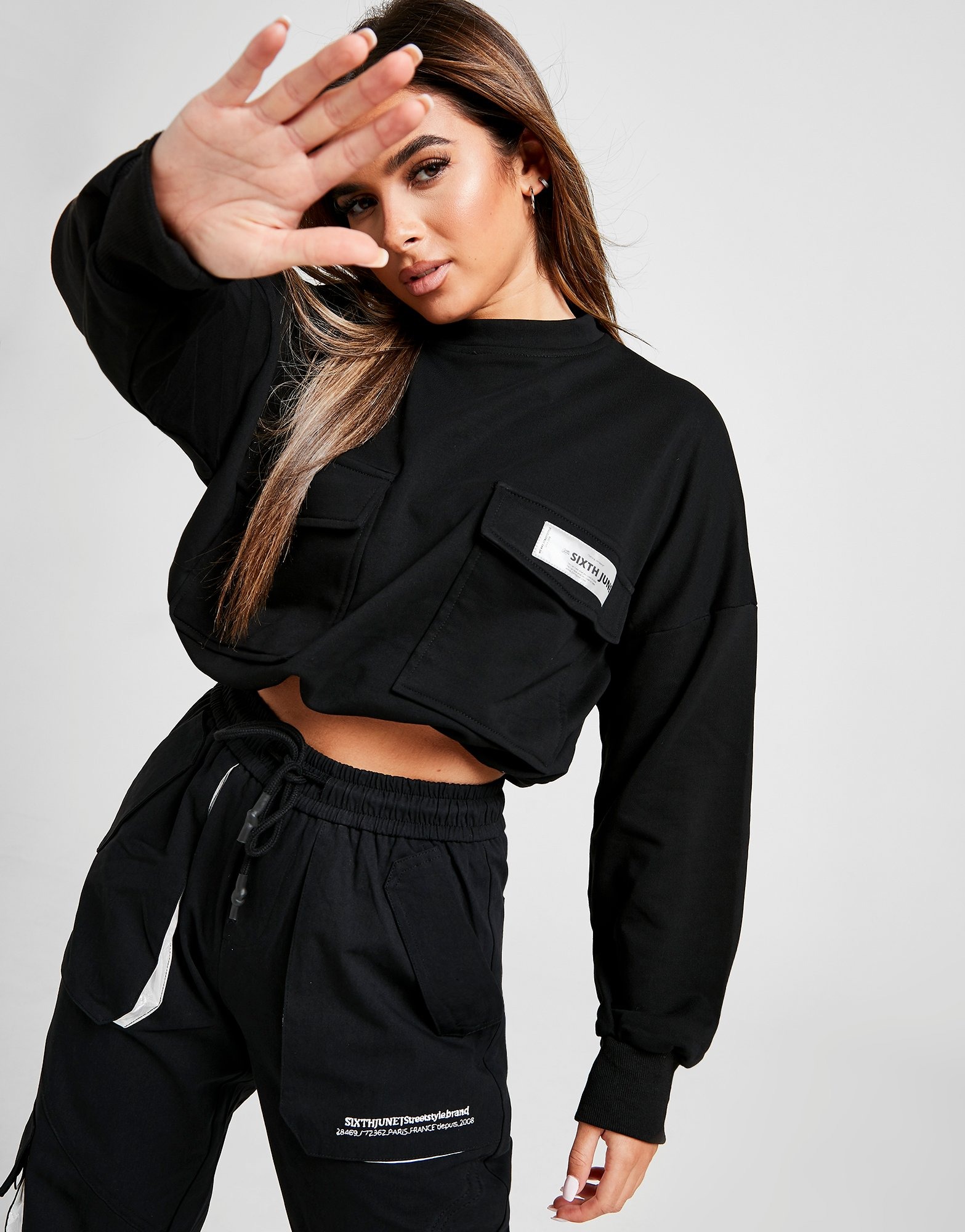 Buy Black Sixth June Crop Crew Sweatshirt JD Sports JD Sports Ireland