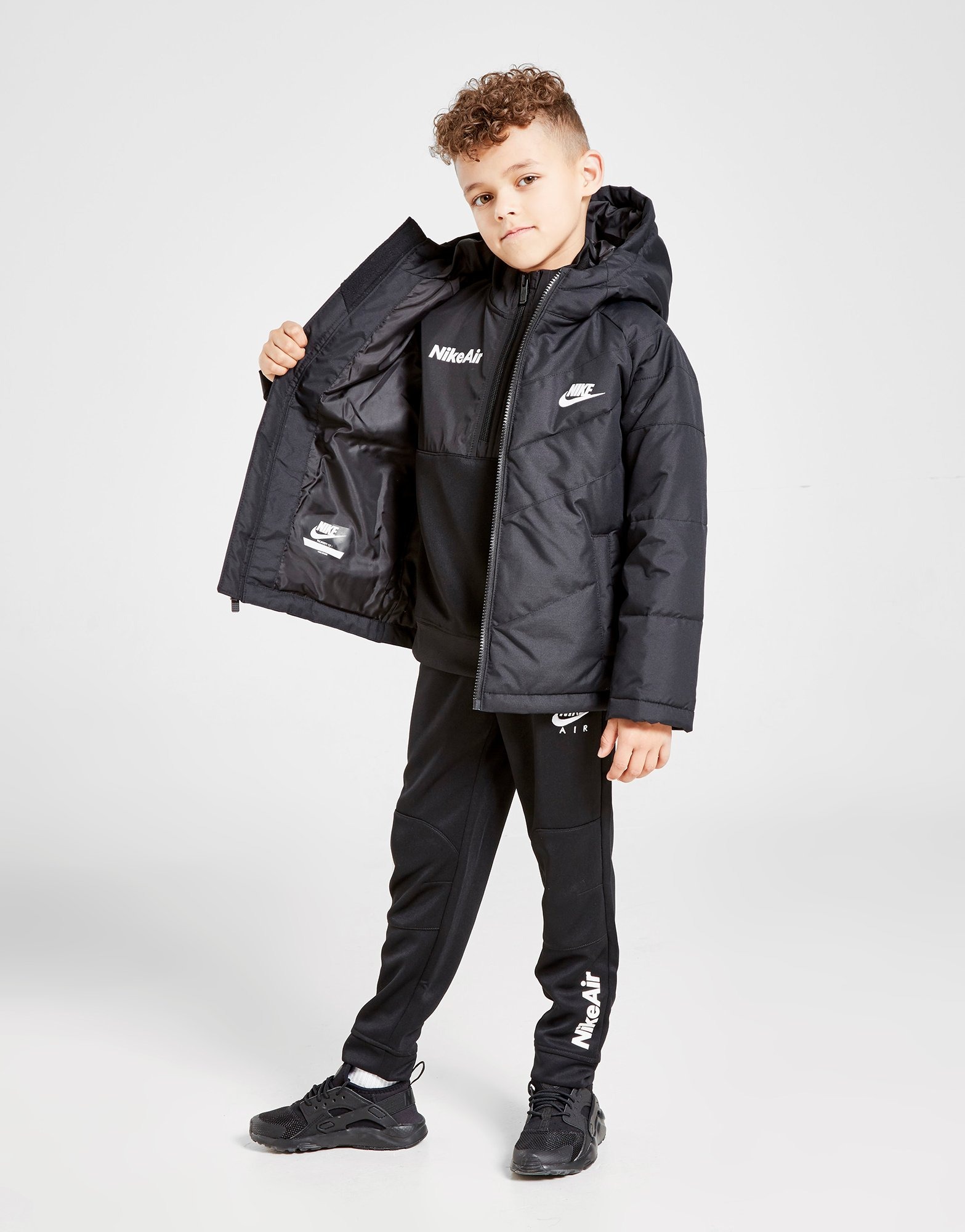 nike longline padded jacket in black