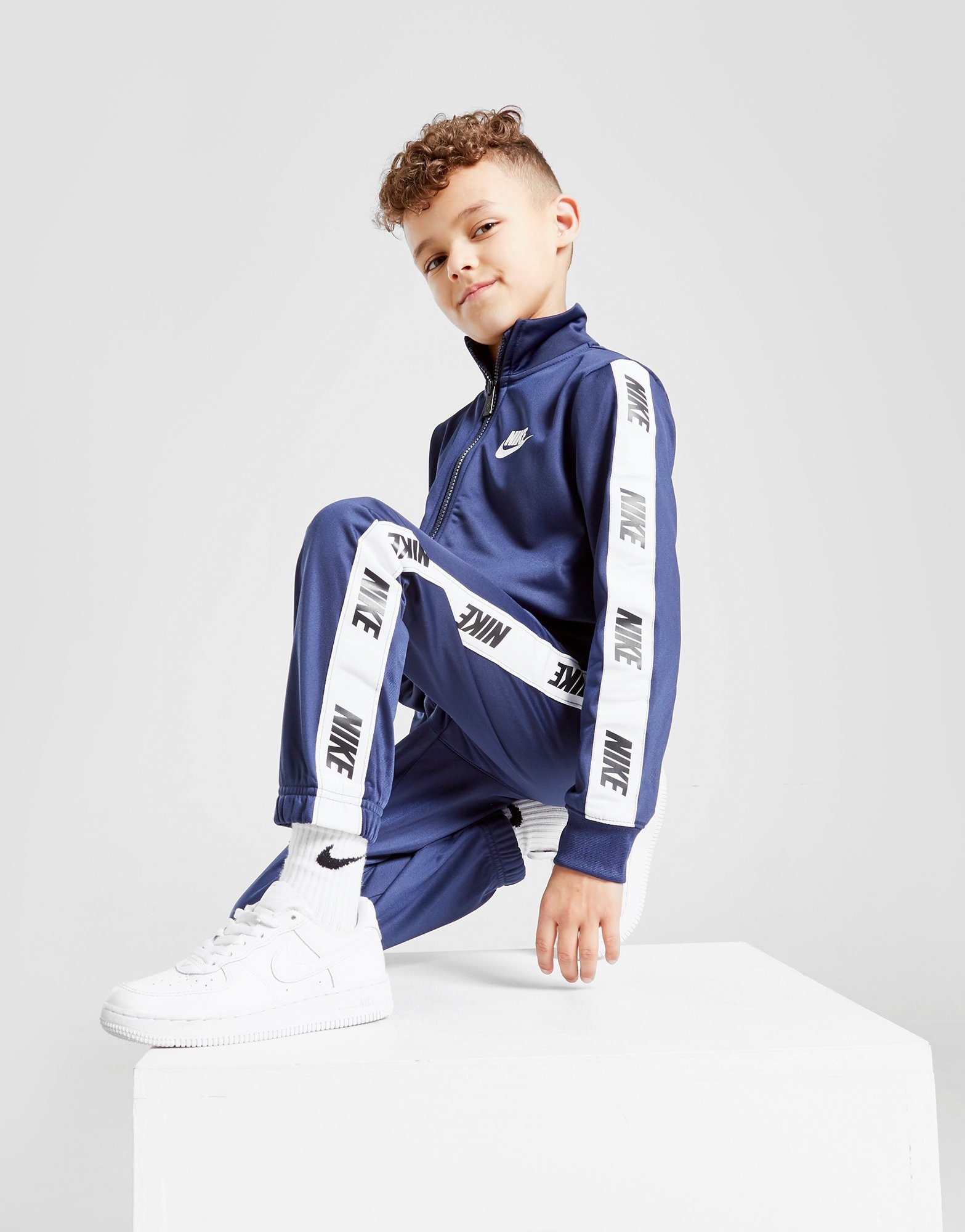 Blue Nike Tape Full Zip Tracksuit Children | JD Sports UK