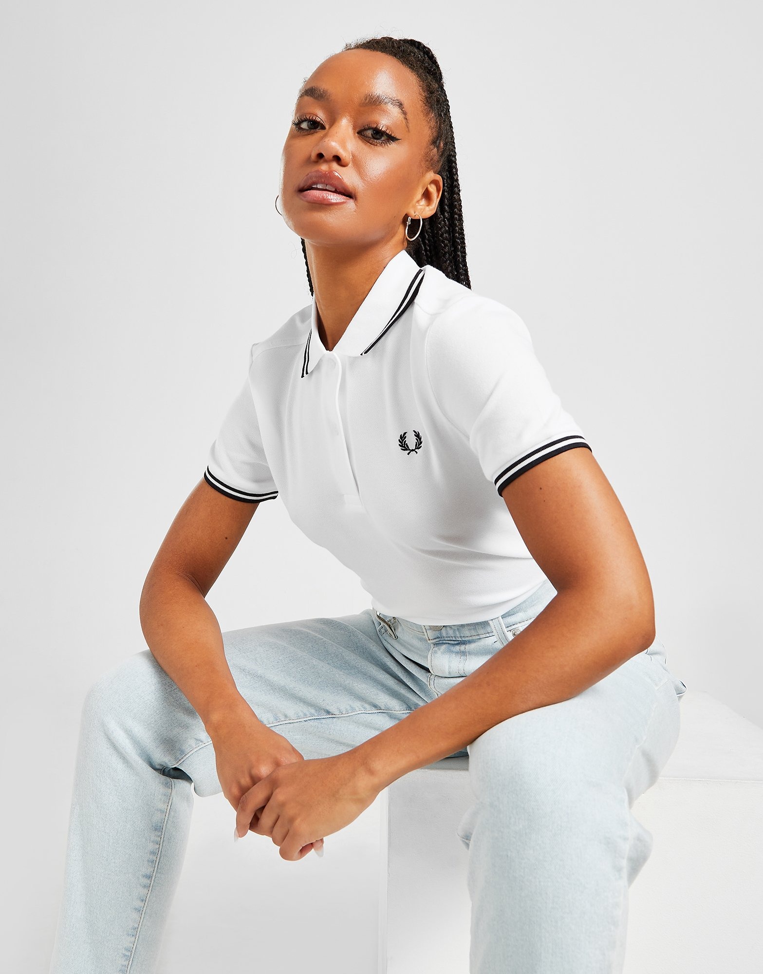Fred Perry 12 Ladies Made In England Twin Tipped Polo Shirt White 
