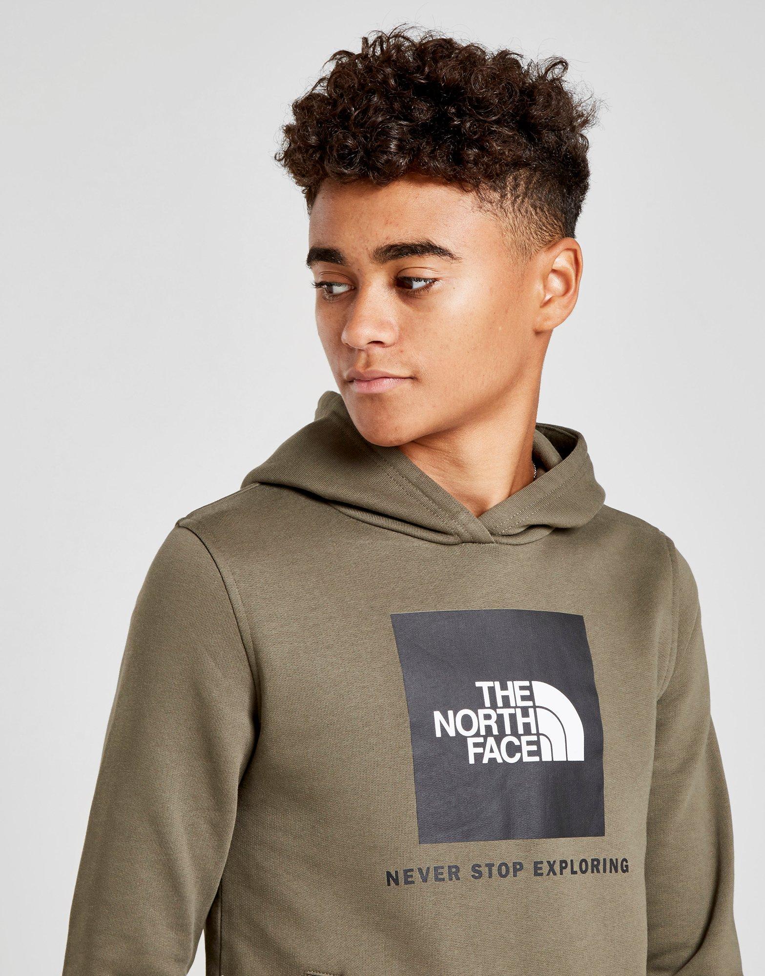 the north face box logo overhead hoodie junior