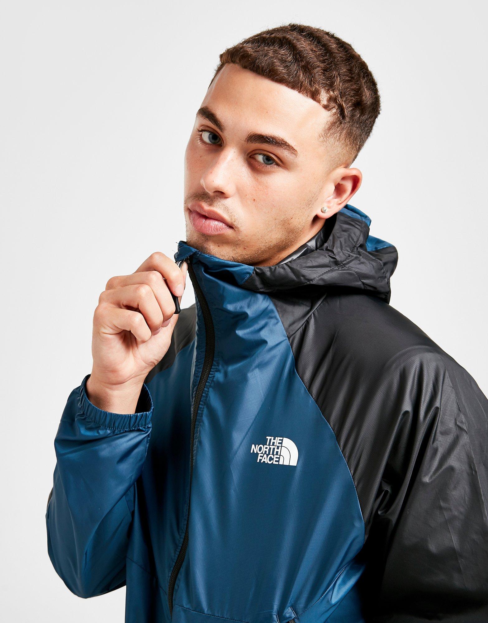 north face windbreaker blue