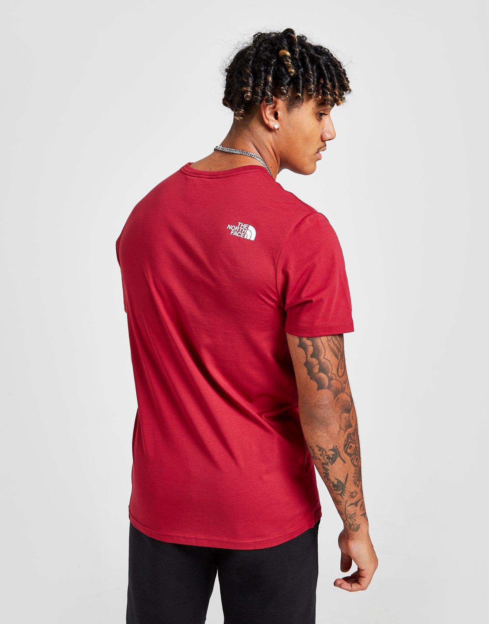 red north face t shirt