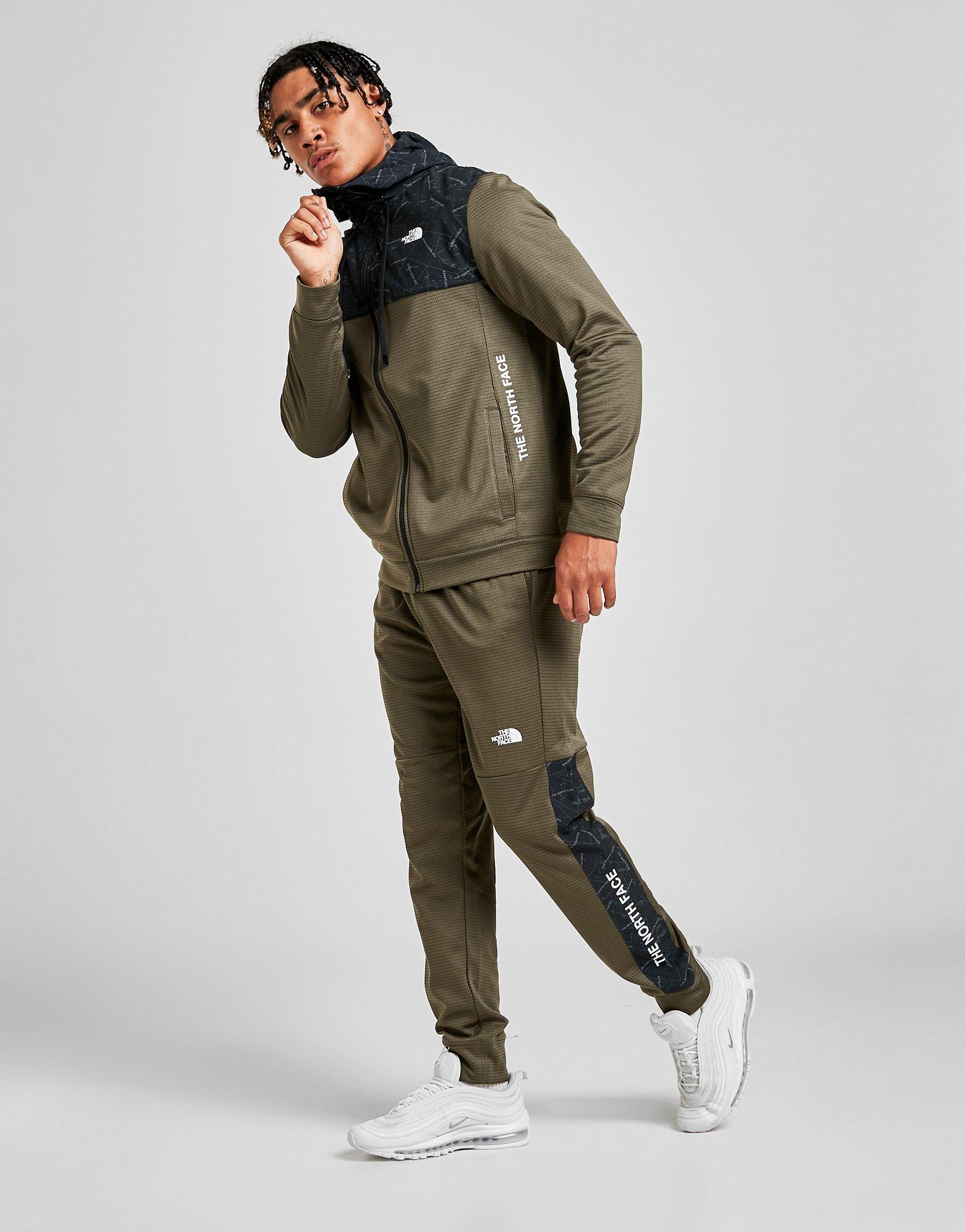 khaki green north face tracksuit
