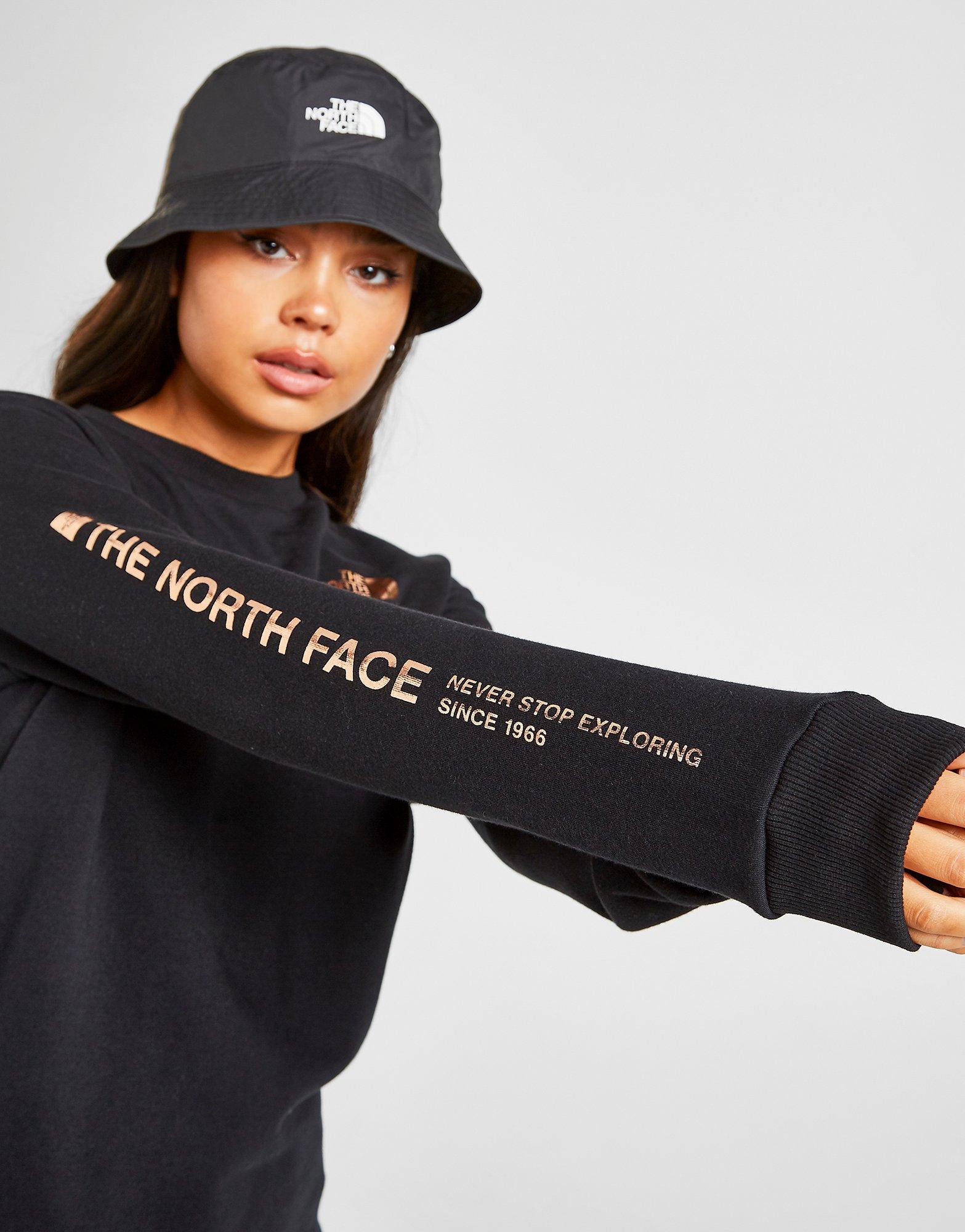 the north face logo sleeve crew sweatshirt