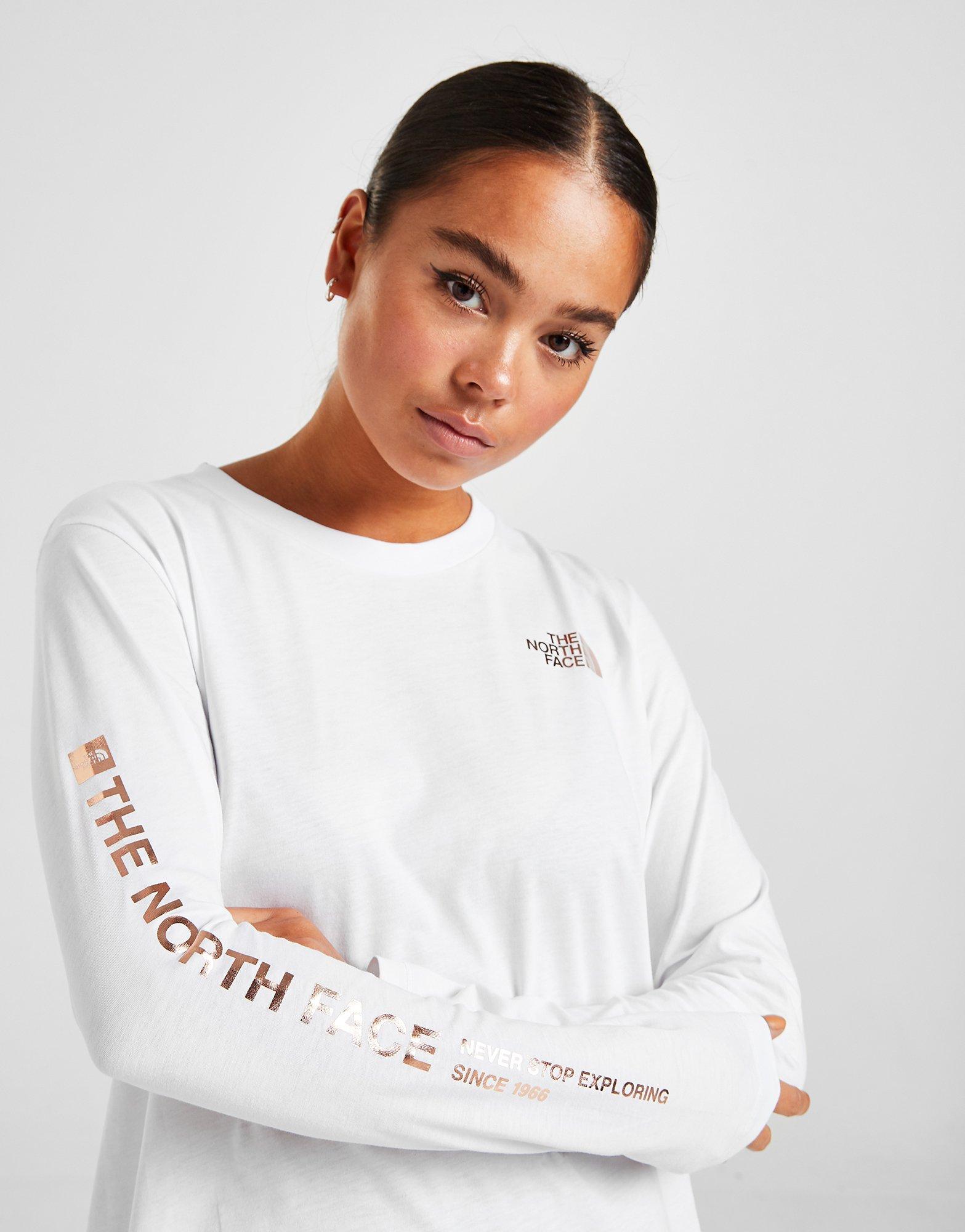 White The North Face Long Sleeve Logo T Shirt Jd Sports