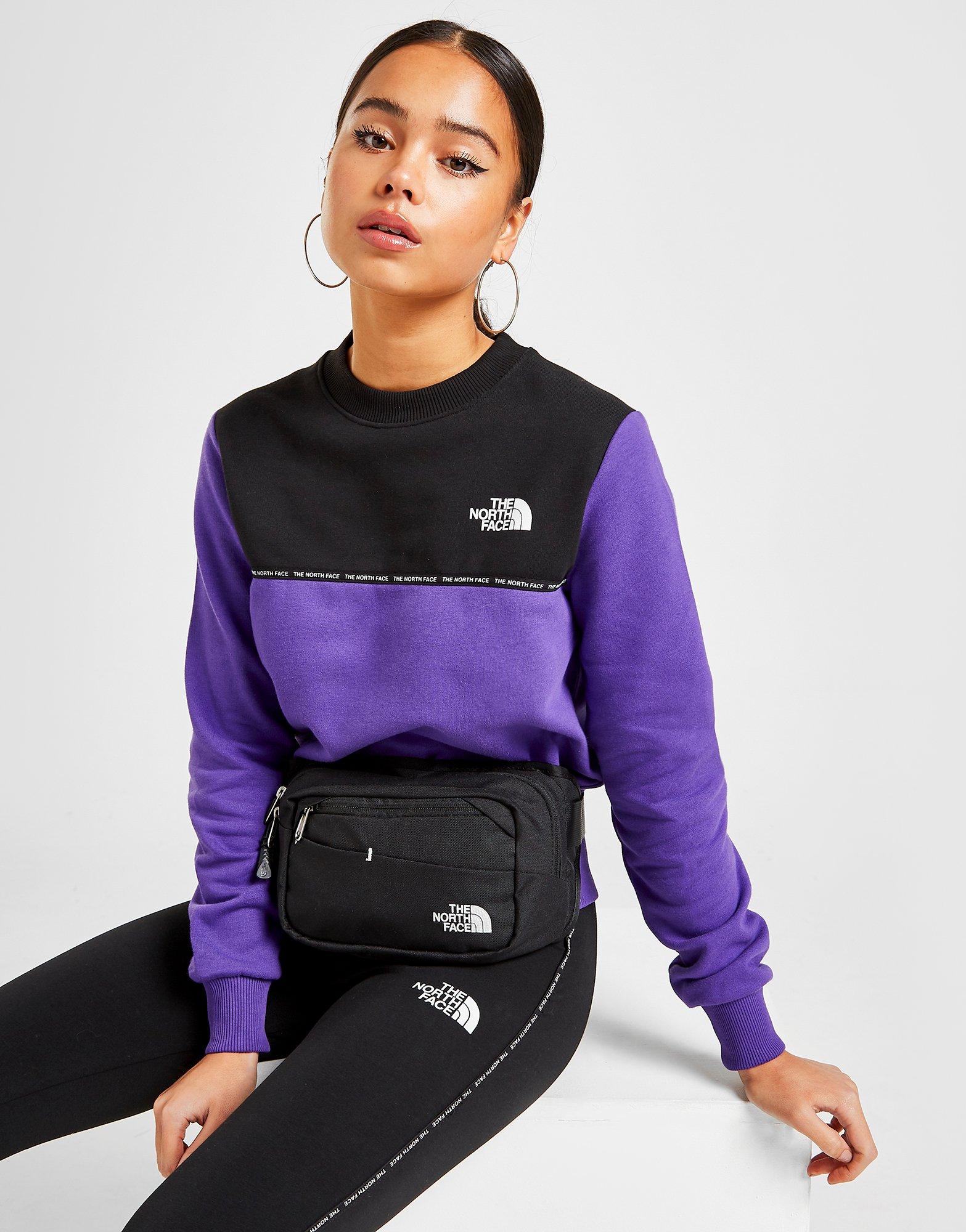 purple north face sweatshirt