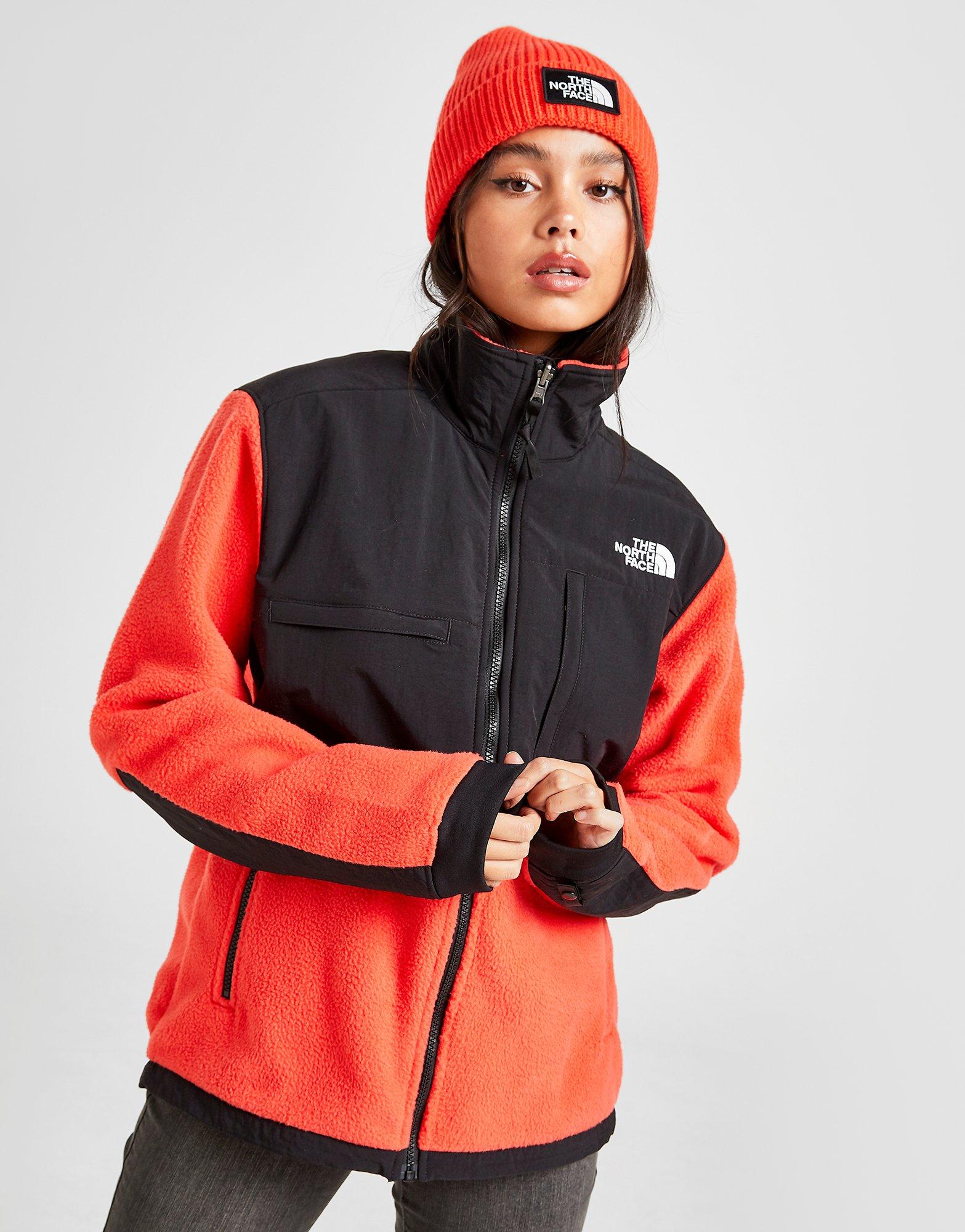 red north face fleece jacket