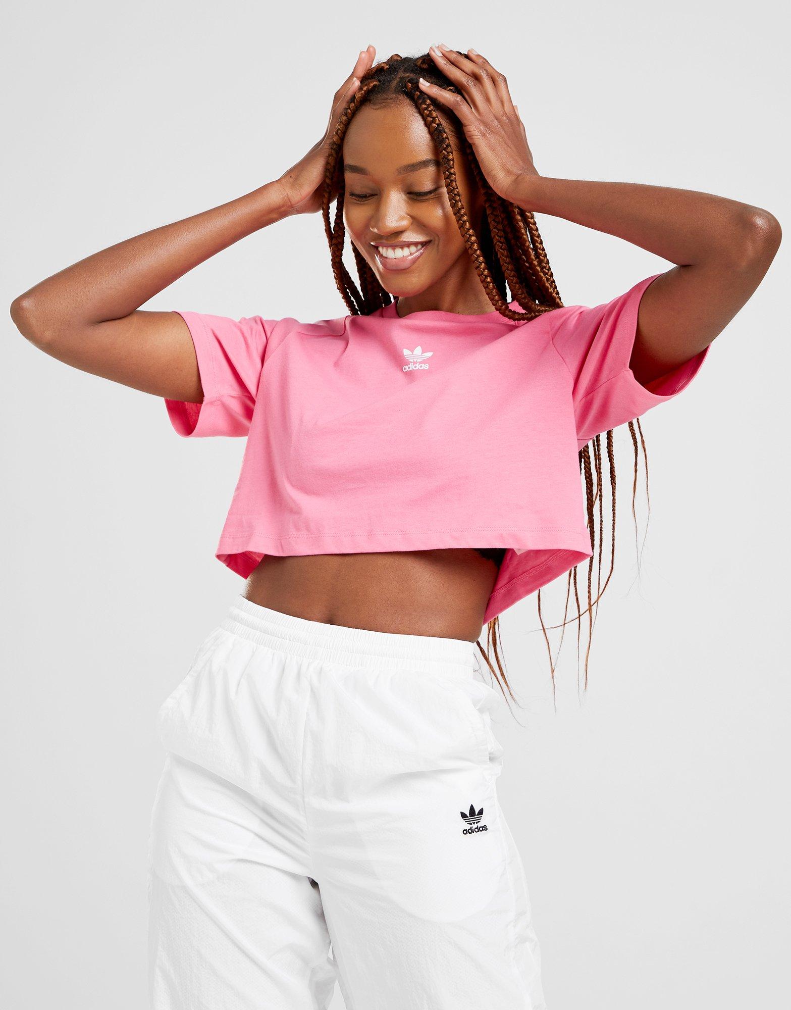 pink adidas crop top