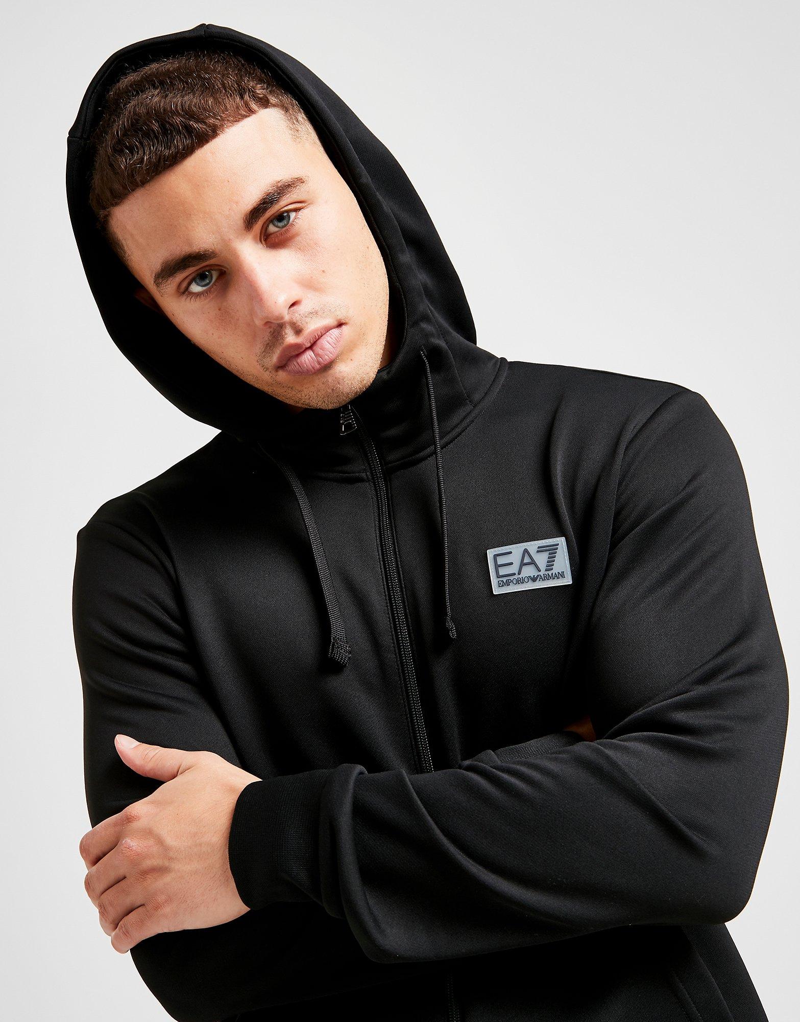 black hooded tracksuit