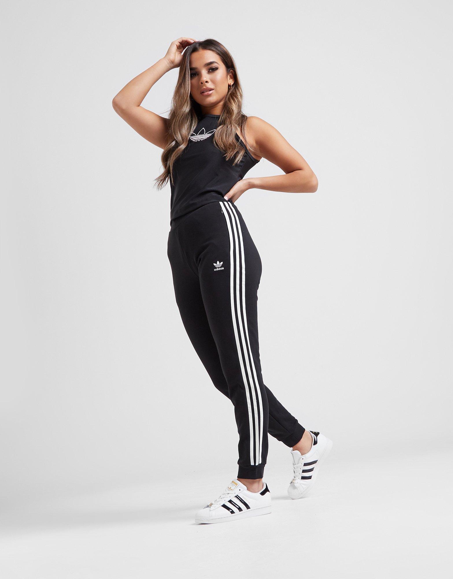 adidas 3 stripe cuffed joggers
