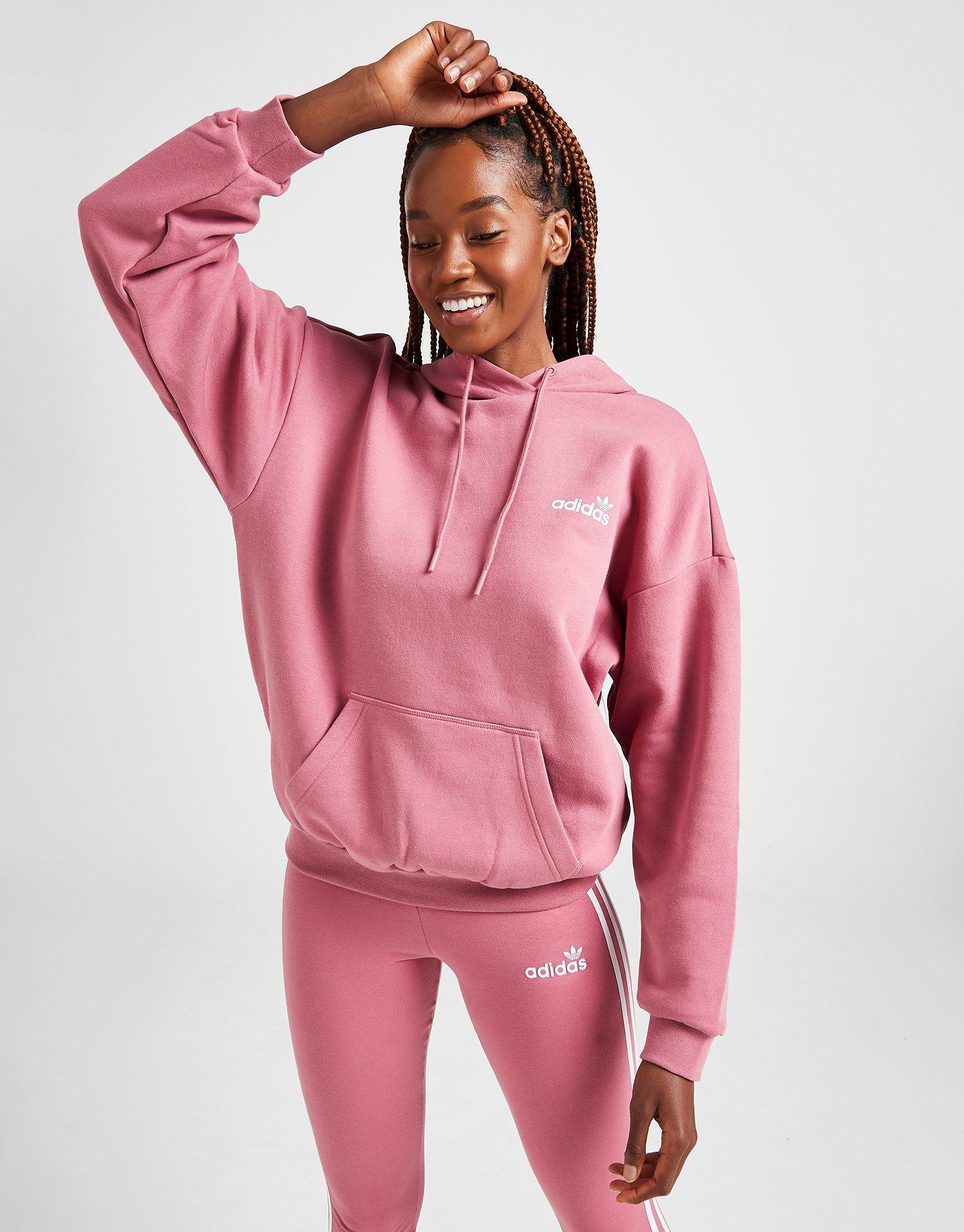 adidas originals linear fleece overhead hoodie pink