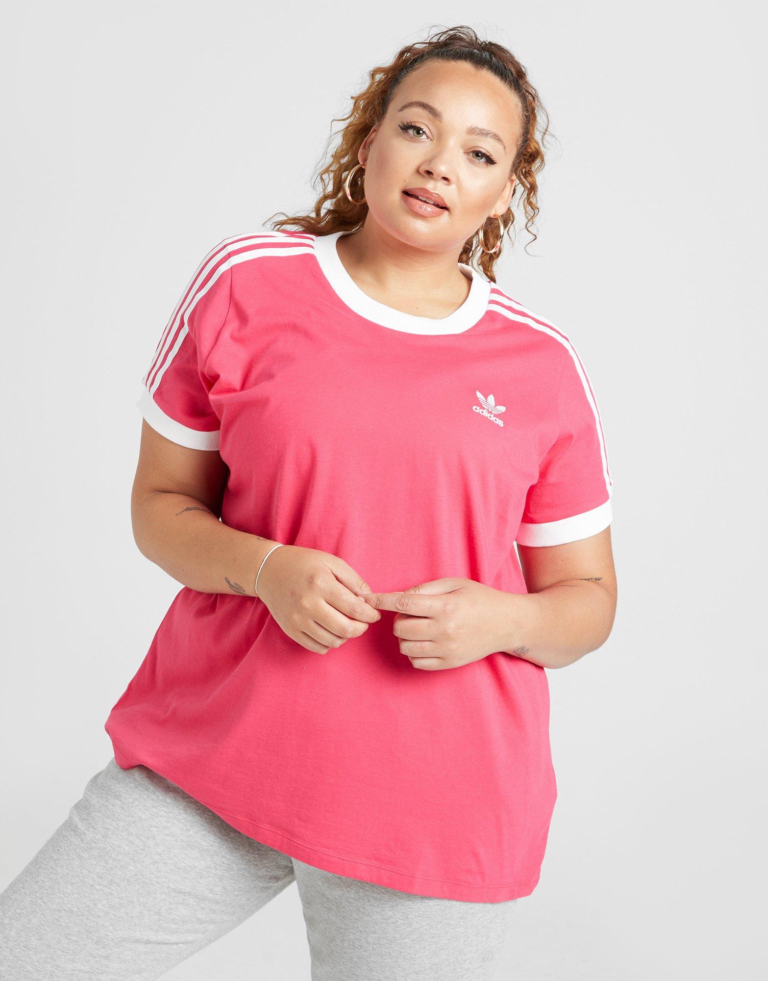 adidas originals california 3 stripes t shirt pink