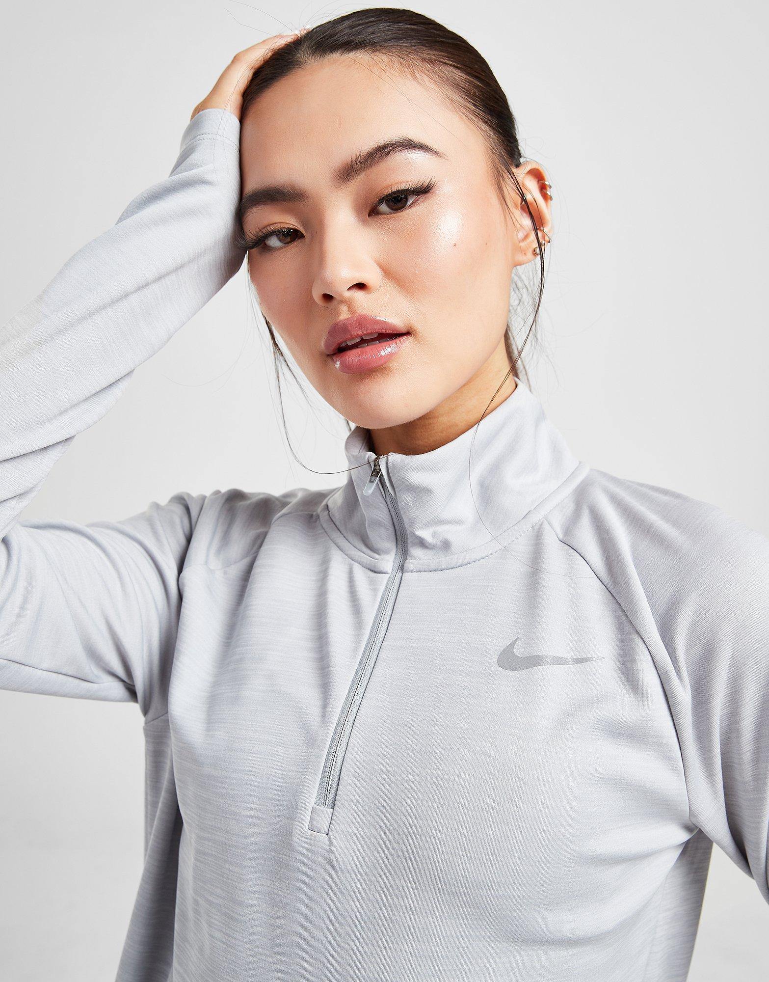 nike running half zip pacer top in black