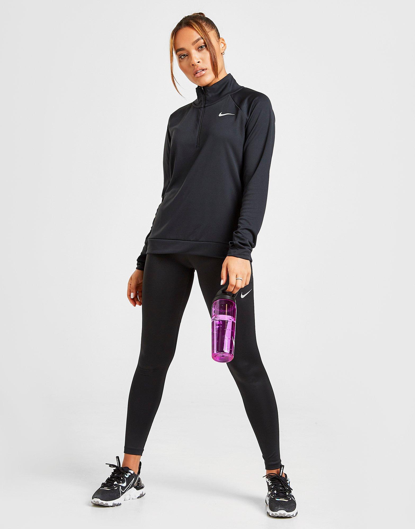 nike running half zip pacer top in black