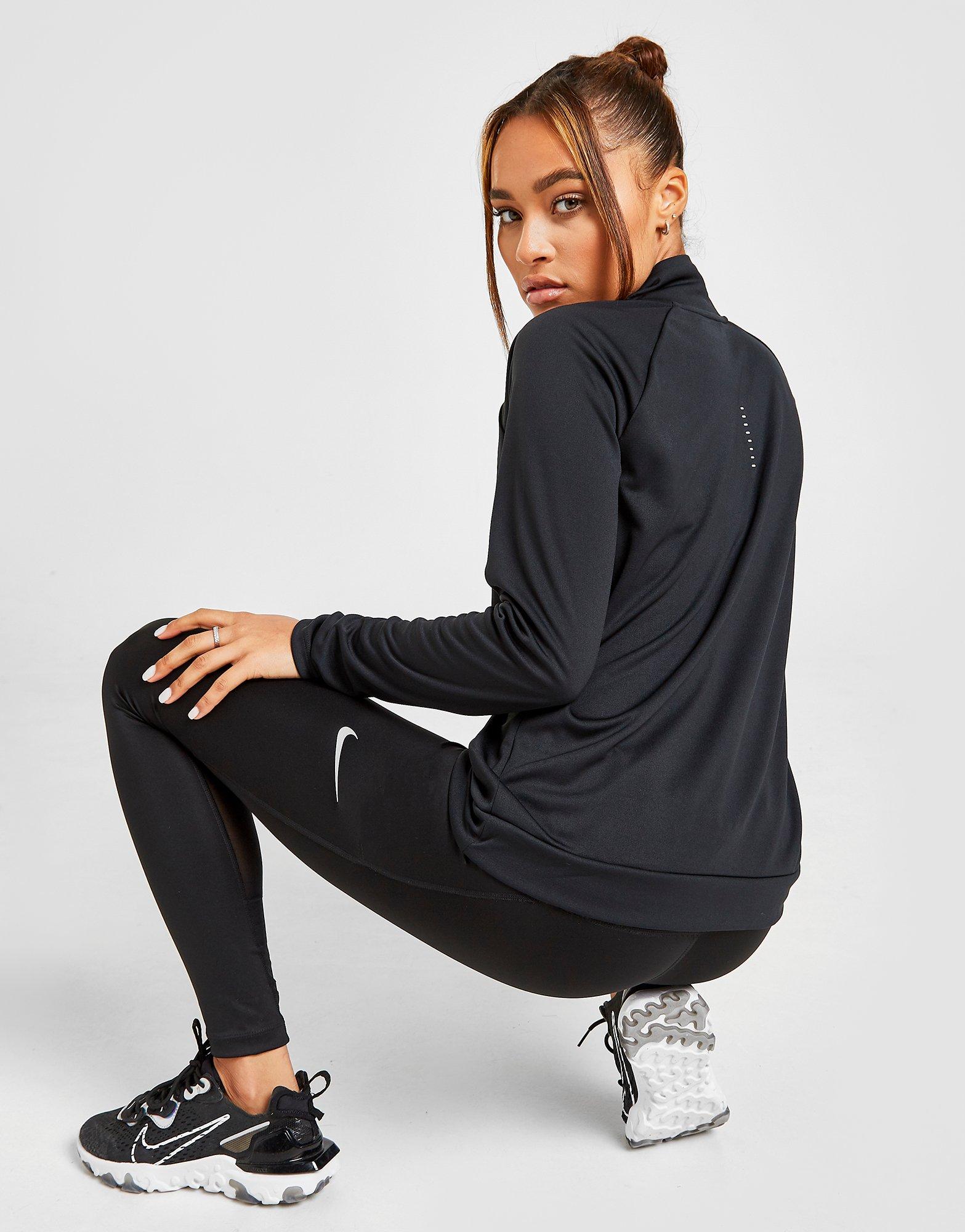 nike running half zip pacer top in black