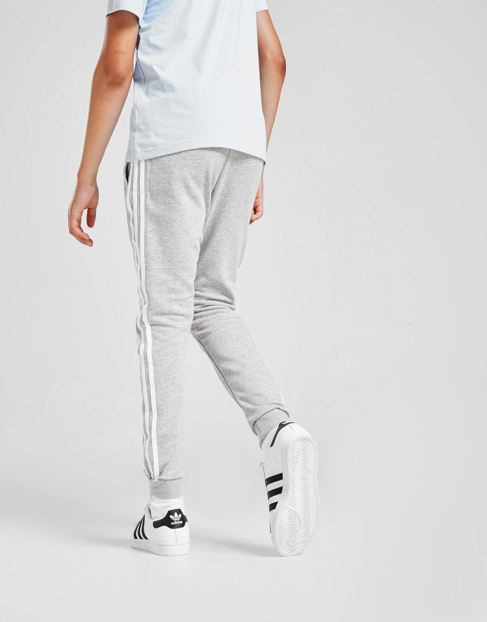 grey adidas 3 stripe joggers