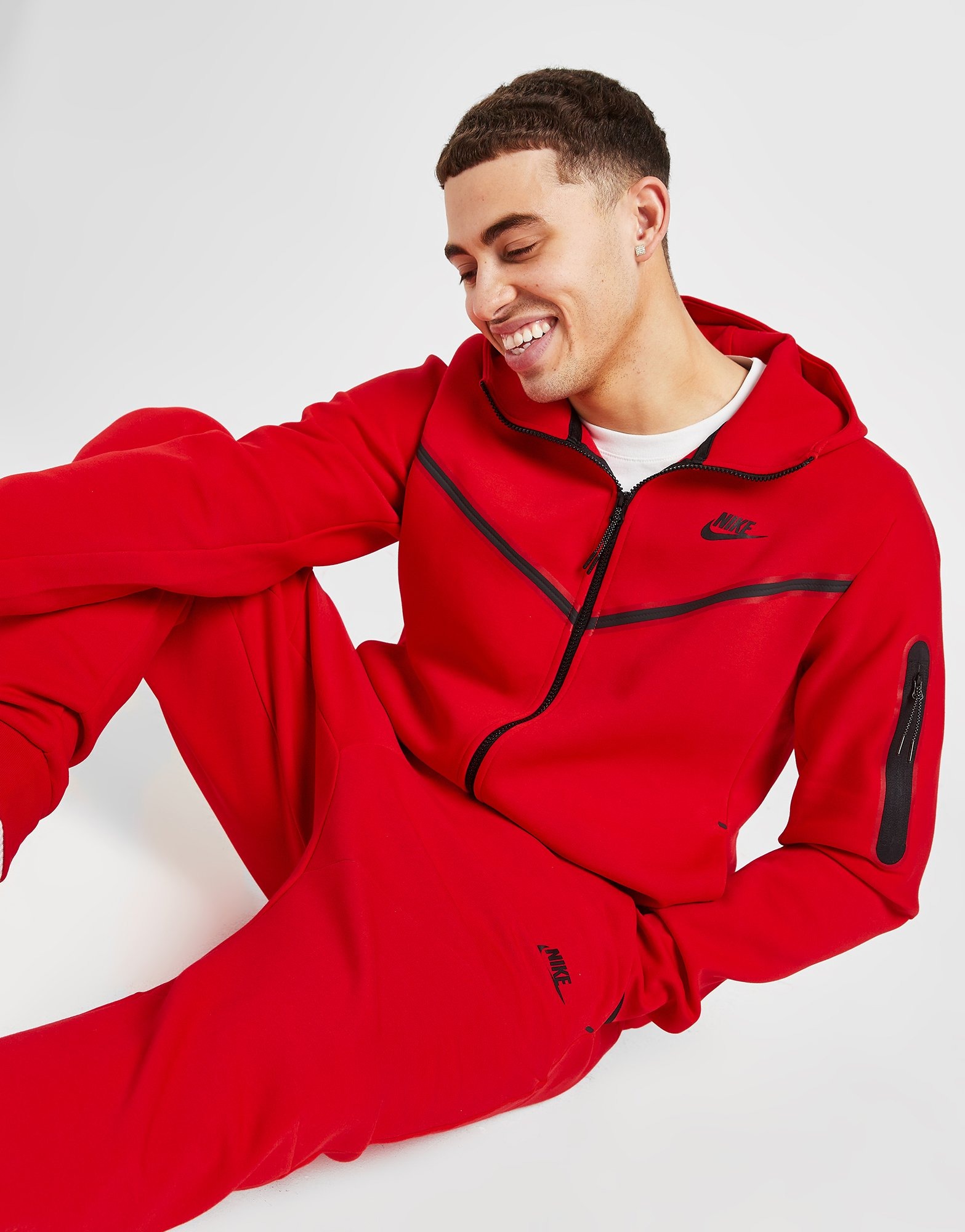 red nike tech fleece jumper