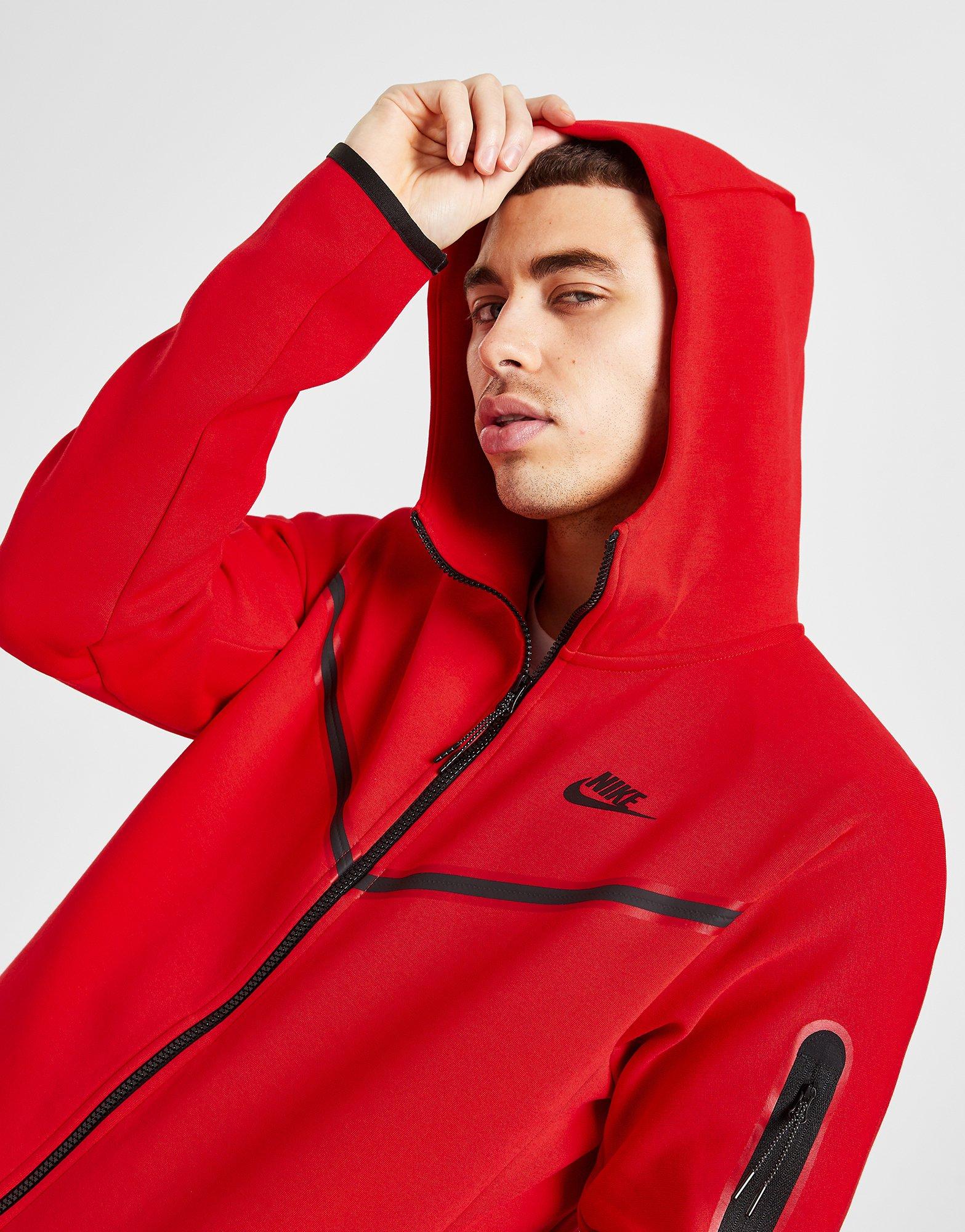 red nike tech tracksuit
