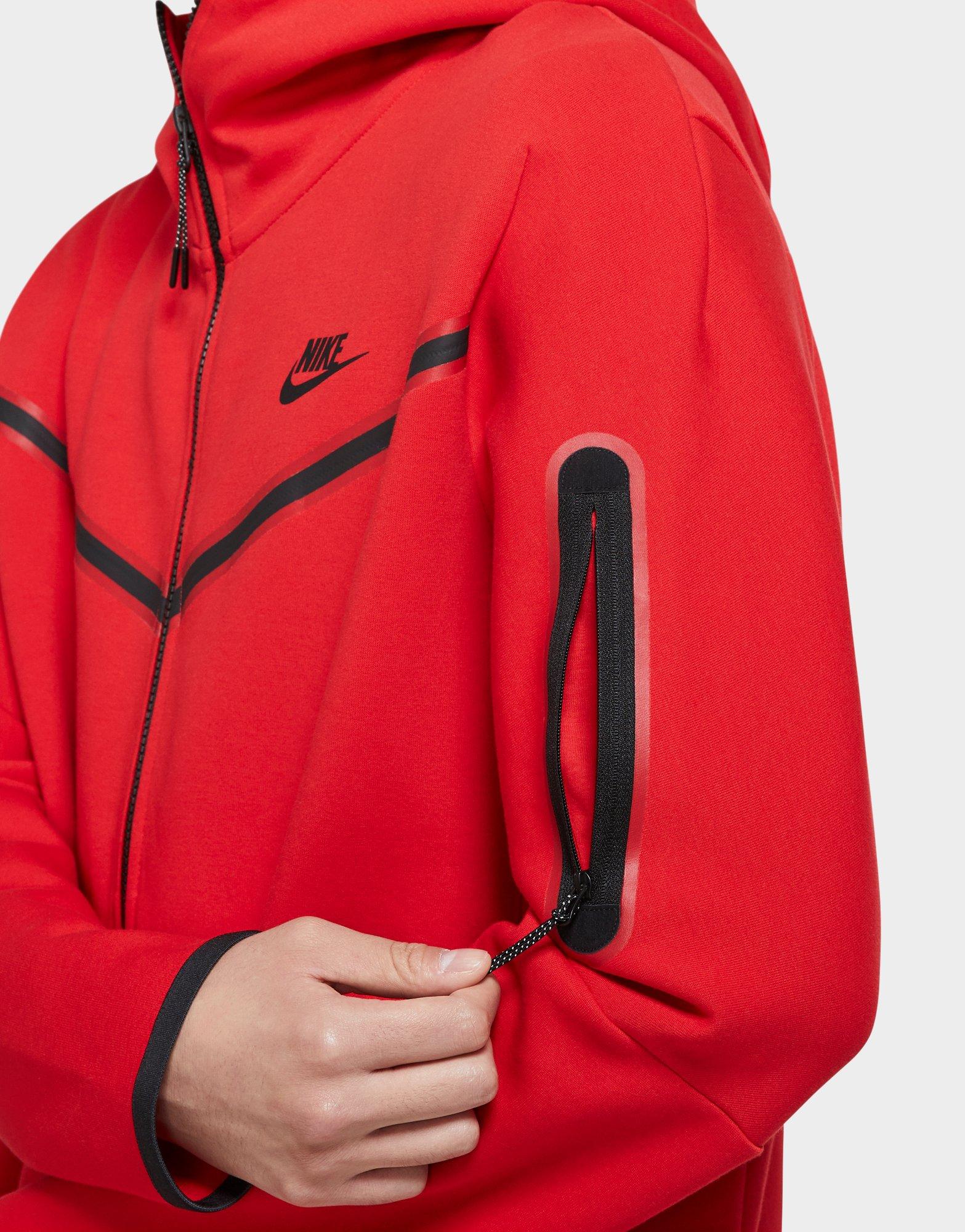 Red Nike Tech Fleece Full Zip Hoodie 