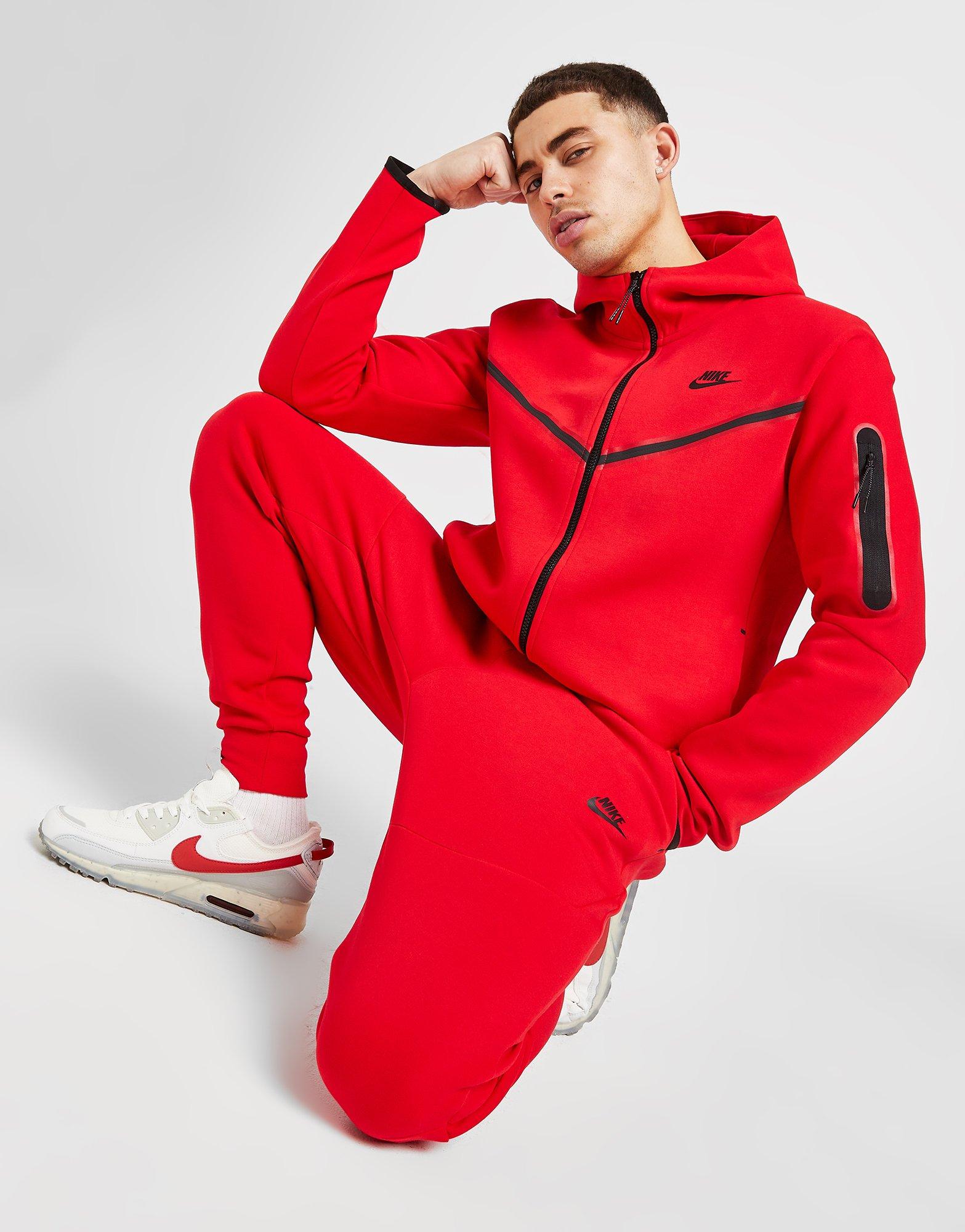 red nike tech fleece joggers