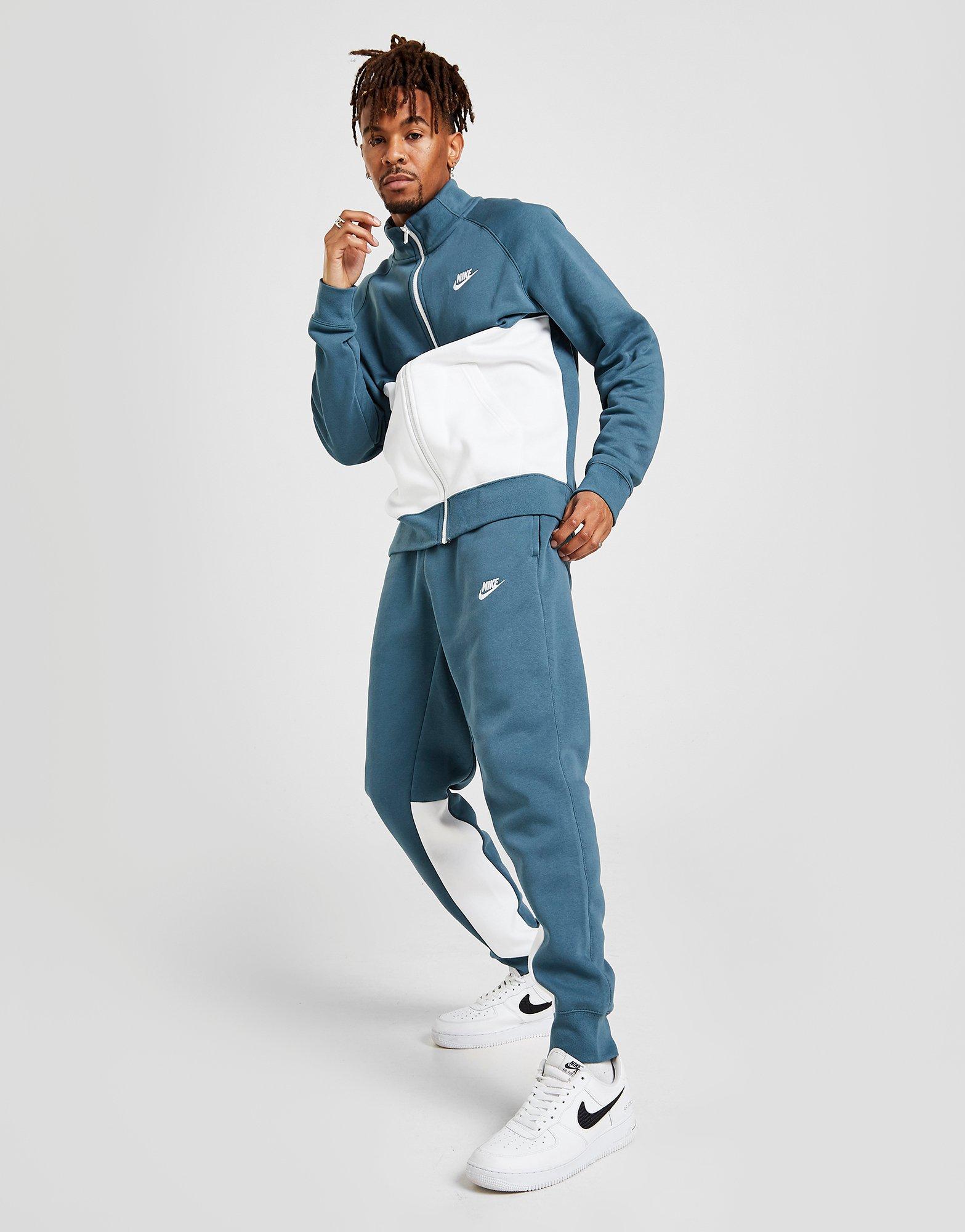 nike chariot fleece full tracksuit blue