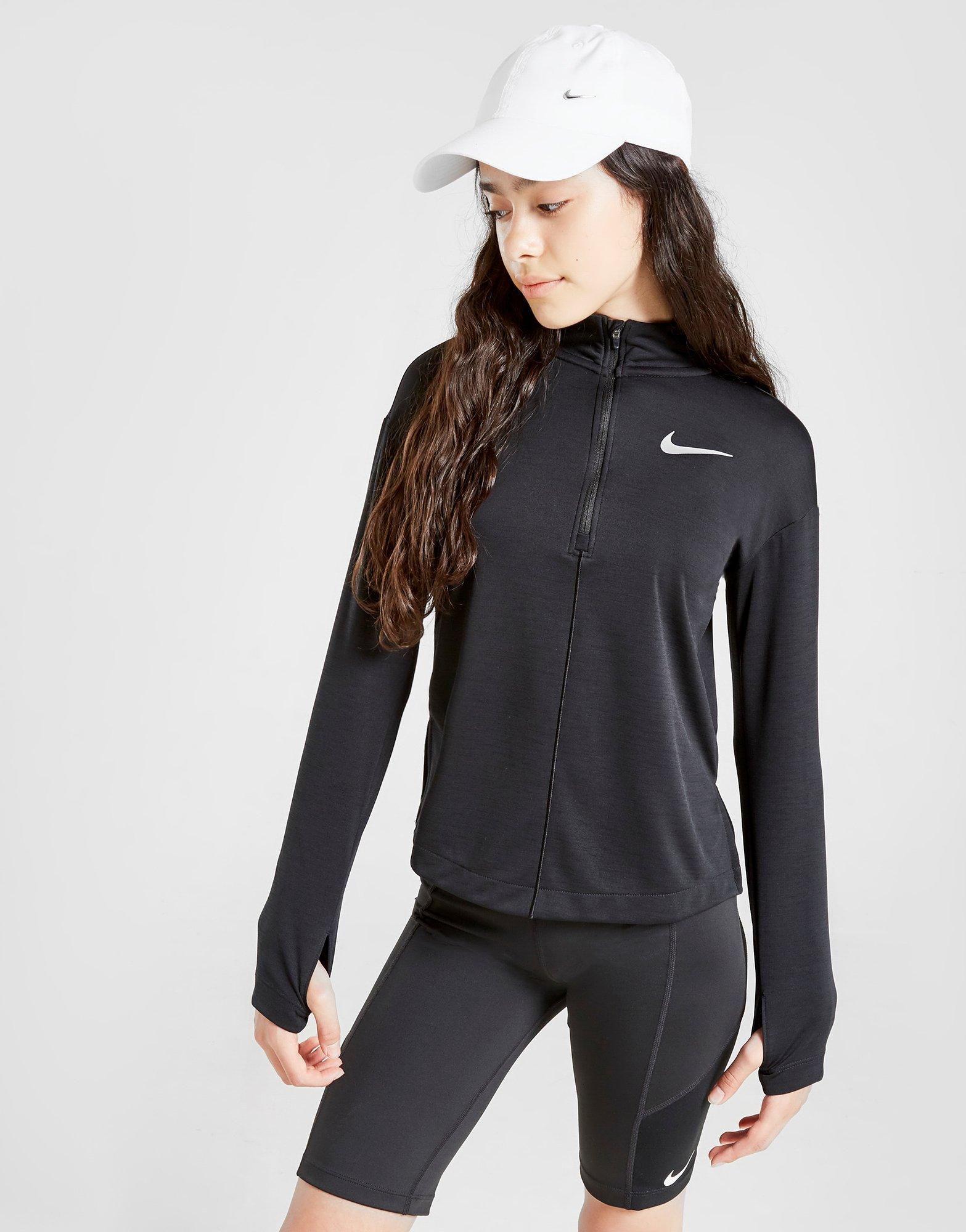 Black Nike Girls' Long Sleeve 1/2 Zip 