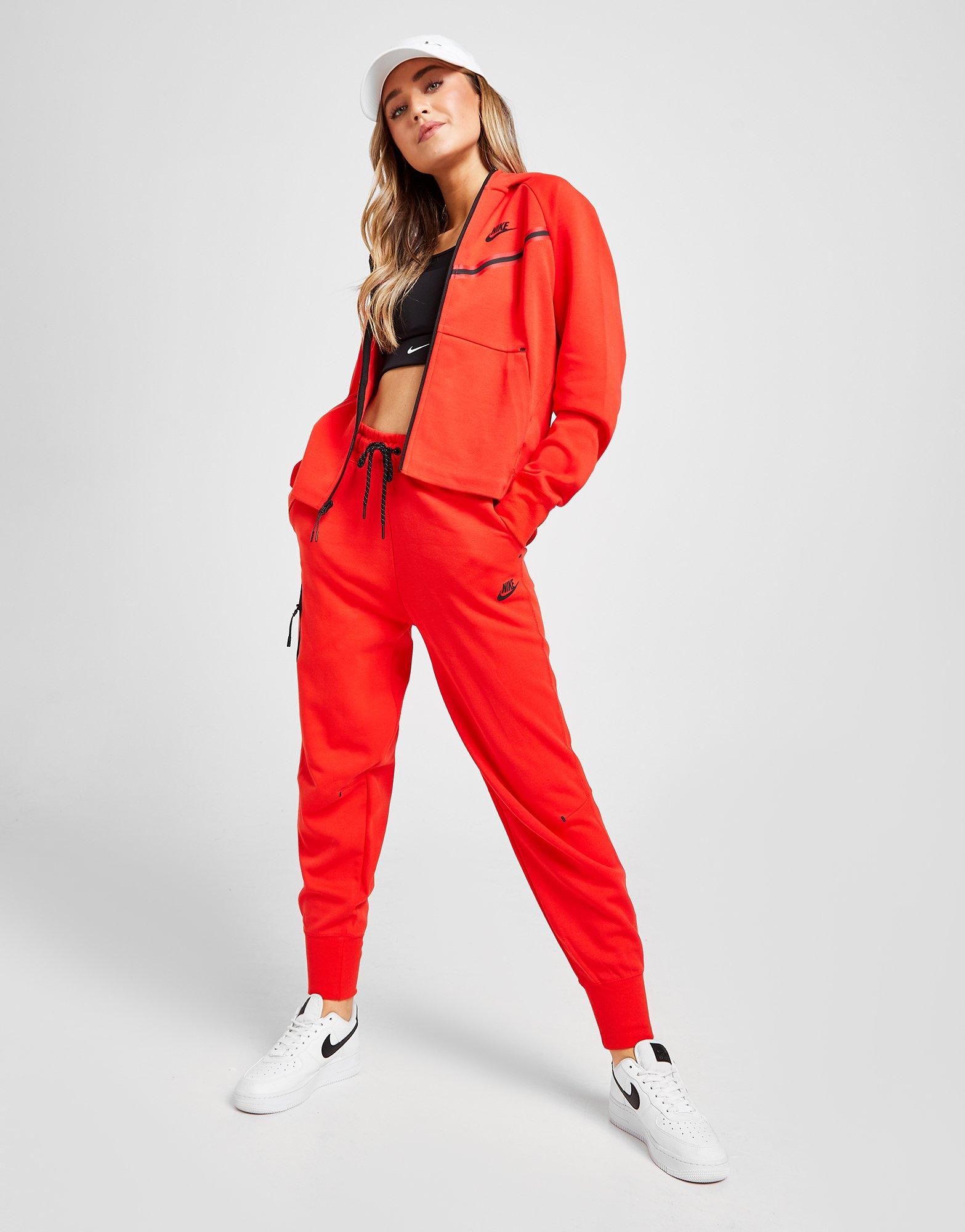 red nike tech fleece tracksuit