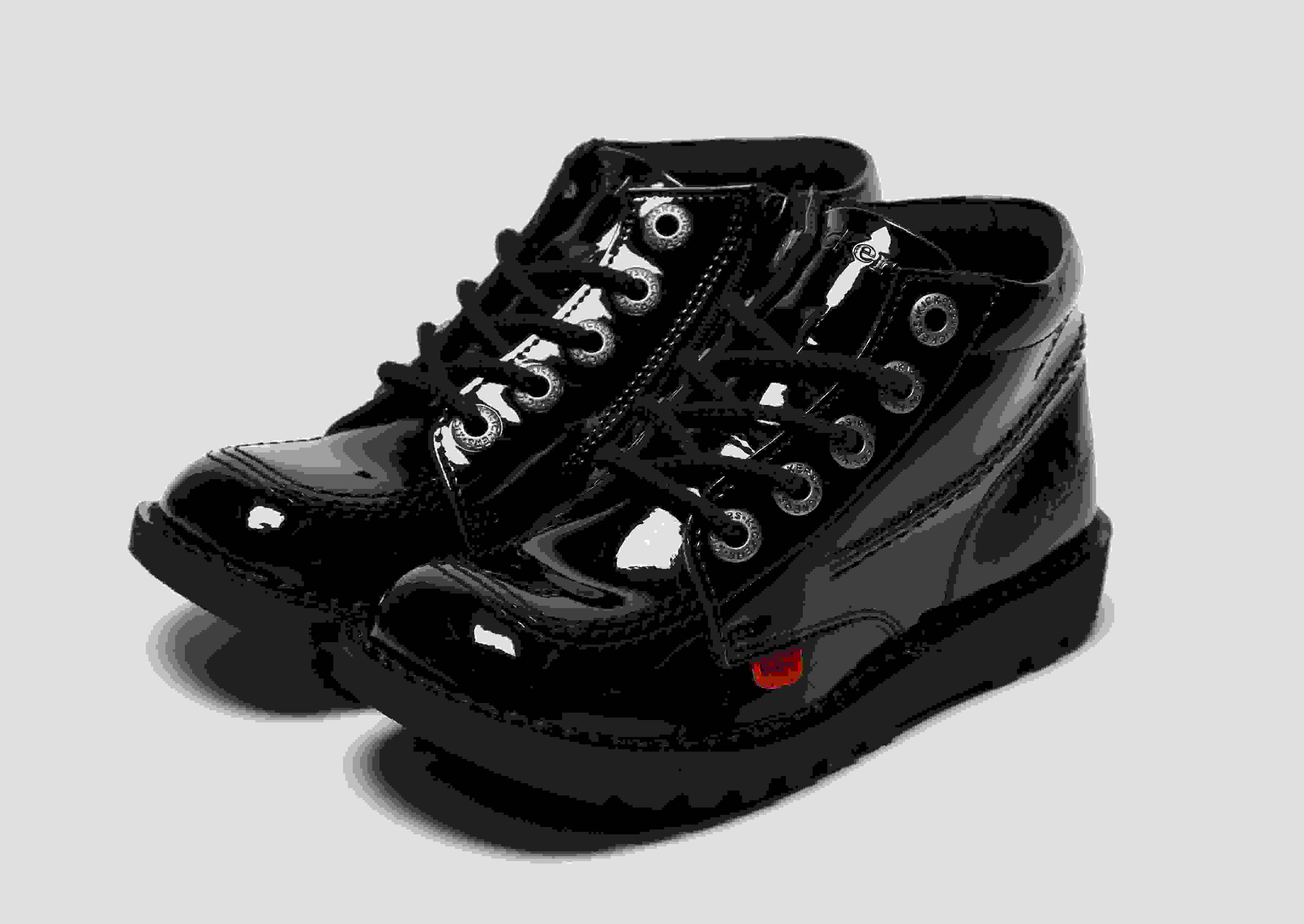 Kickers Kick Hi Core Girls/Boys Kids Junior Black Leather Lace up boots