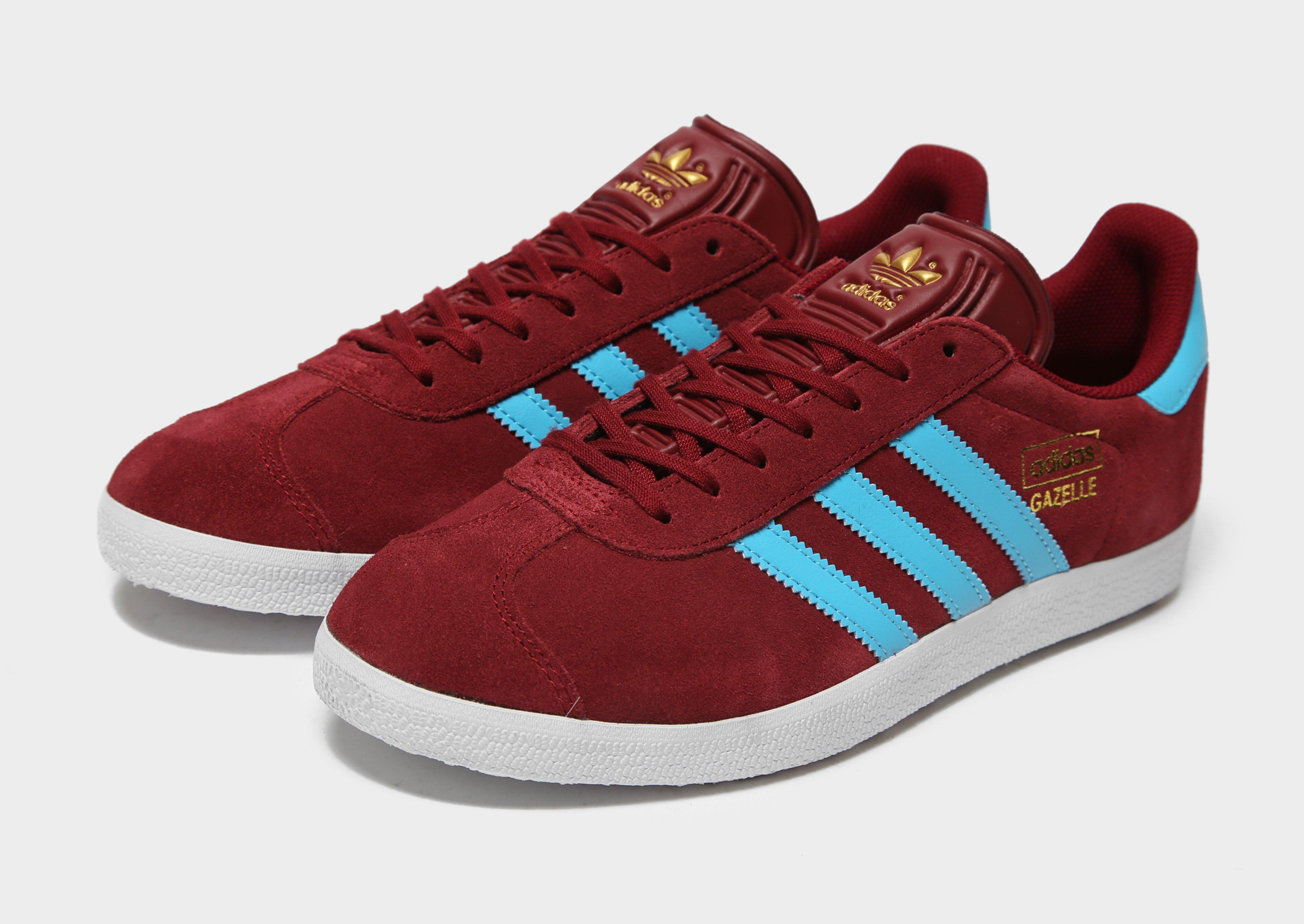 claret and blue gazelle trainers